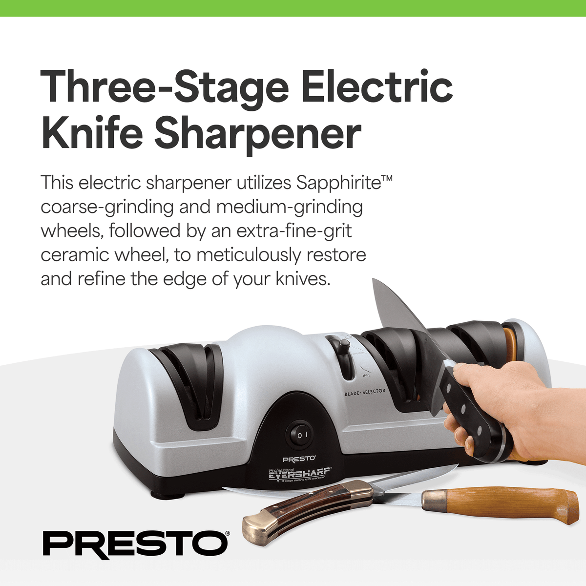 Presto Professional EverSharp Electric Knife Sharpener with 3-Stages (Open Box) - VMInnovations