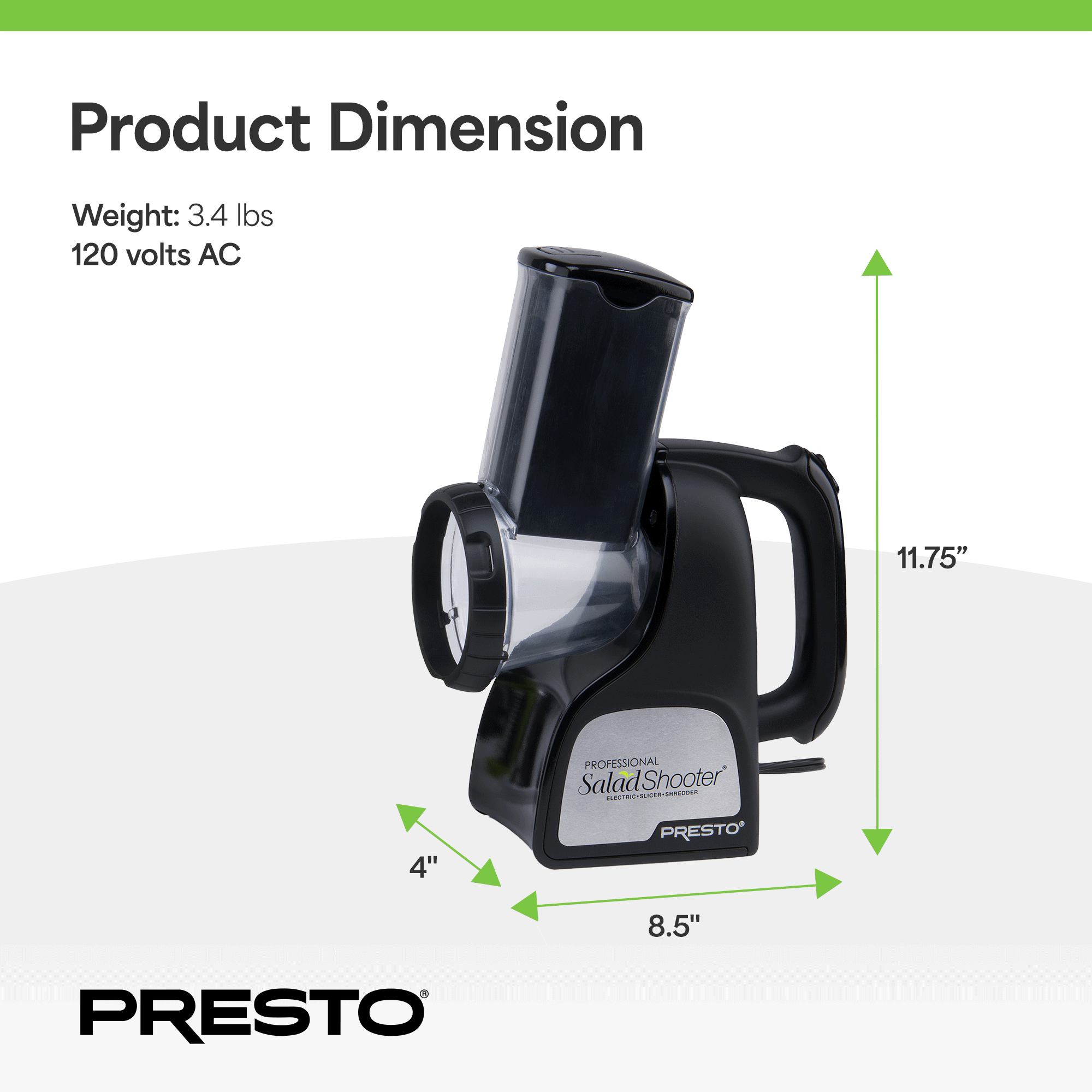Presto Professional SaladShooter Electric Slicer, Shredder and Vegetable Grater