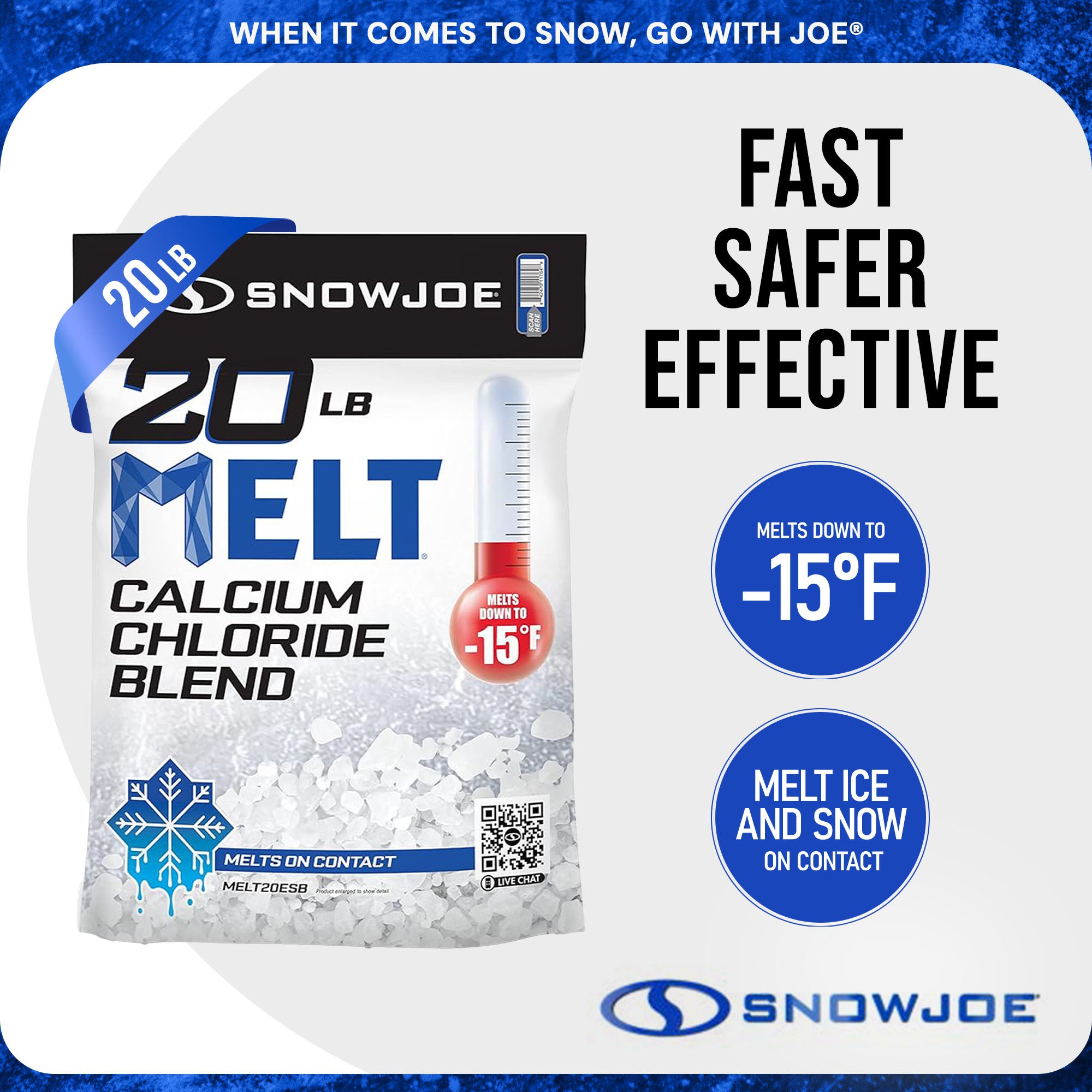Snow Joe Calcium Chloride Ice Melt Blend Snow Removal, 20 Lbs, Blue - VMInnovations