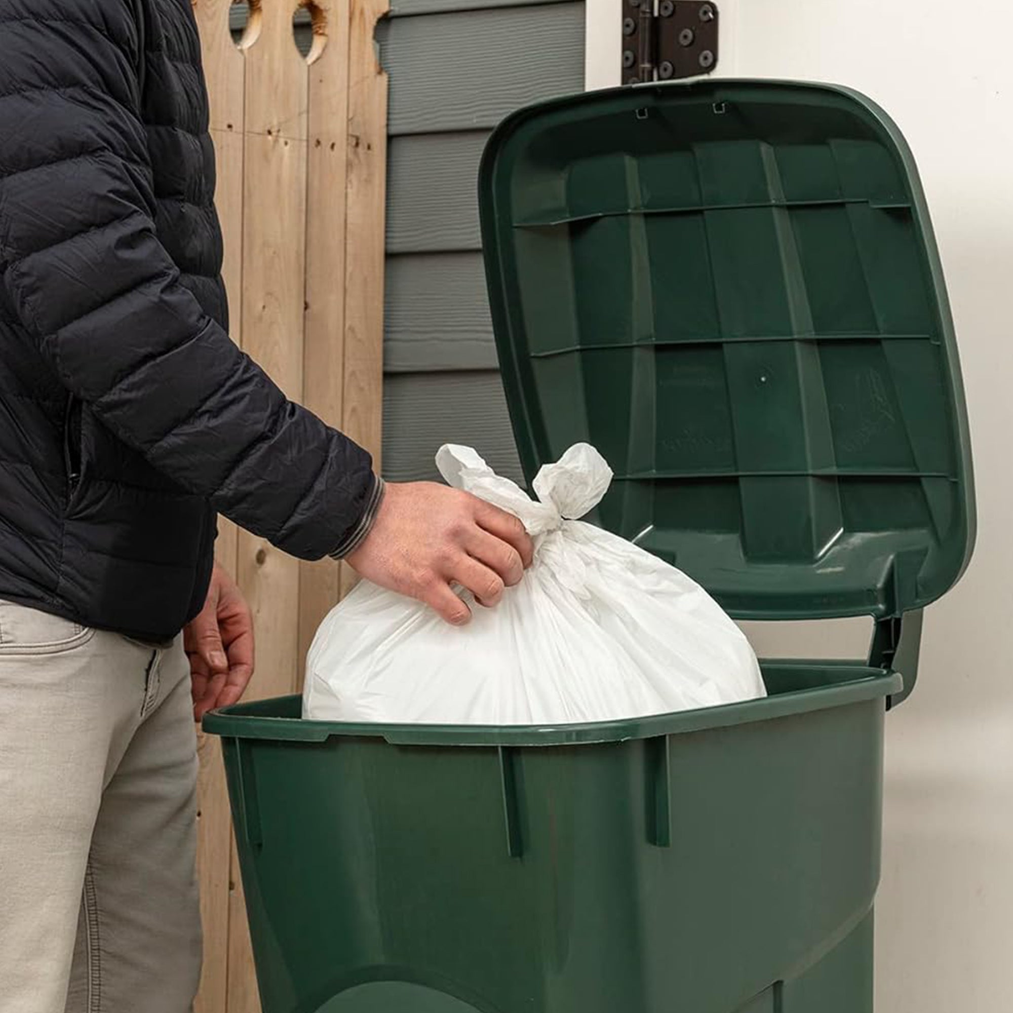 United Solutions 2 Pack 32 Gal Outdoor Trash Bins ECOSolution, Green (Open Box) - VMInnovations