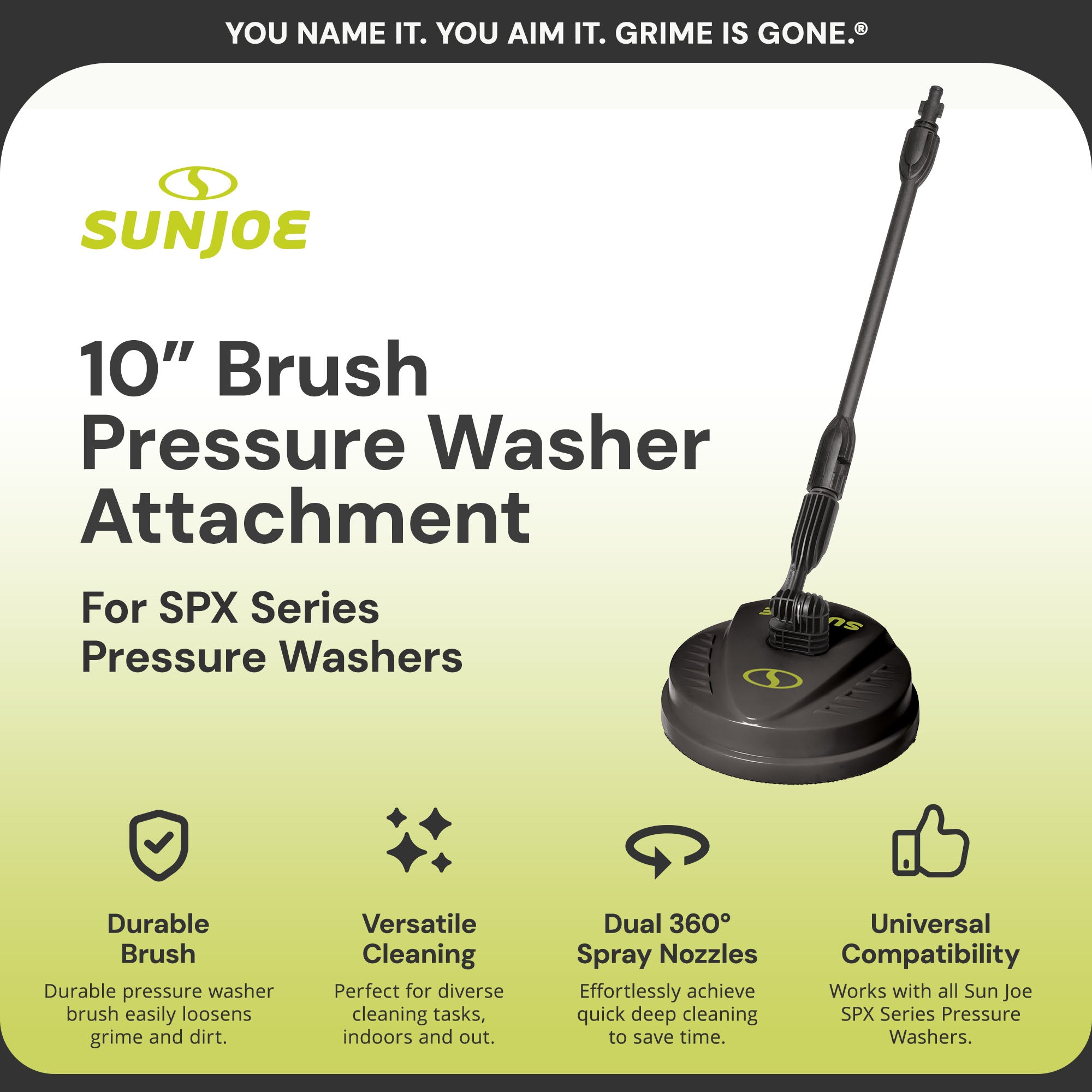Sun Joe Portable 10 Inch Pressure Washer Attachment, Multi Surface, SPX-PCA10