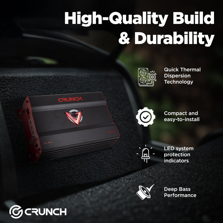 Crunch 1325W Mono block Subwoofer Car Audio Amplifier with Adjustable Crossovers - VMInnovations