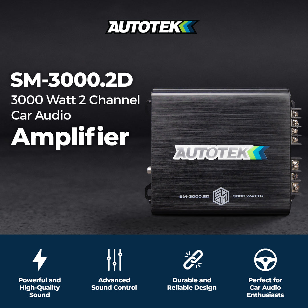 Autotek 3000W 2 Channel Car Audio Amplifier Bass Knob, Street Machine SM-3000.2D - VMInnovations