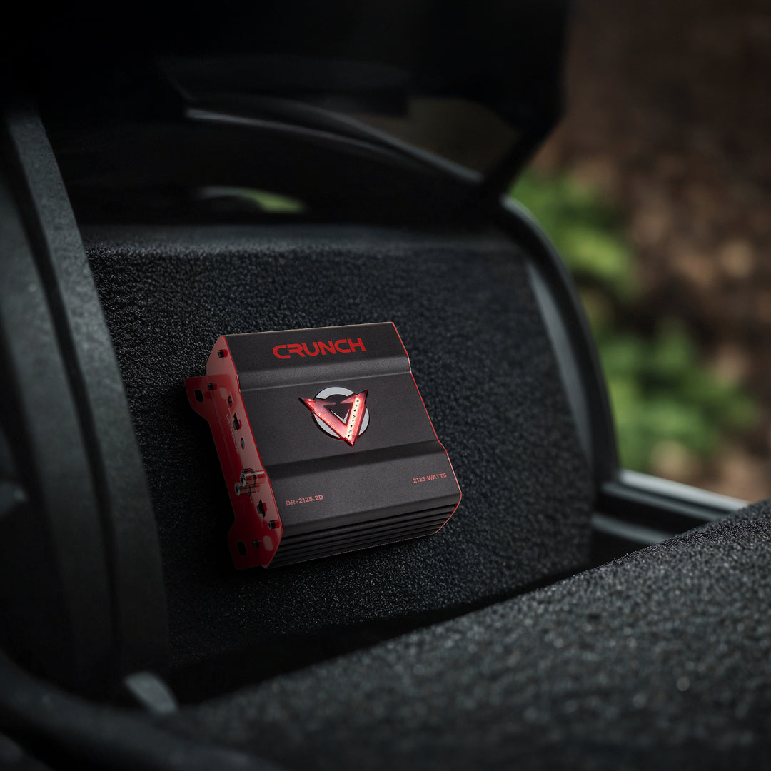 Crunch 2125W 2 Channel Subwoofer Car Audio Amp, Adjustable Crossovers, Bass Knob - VMInnovations