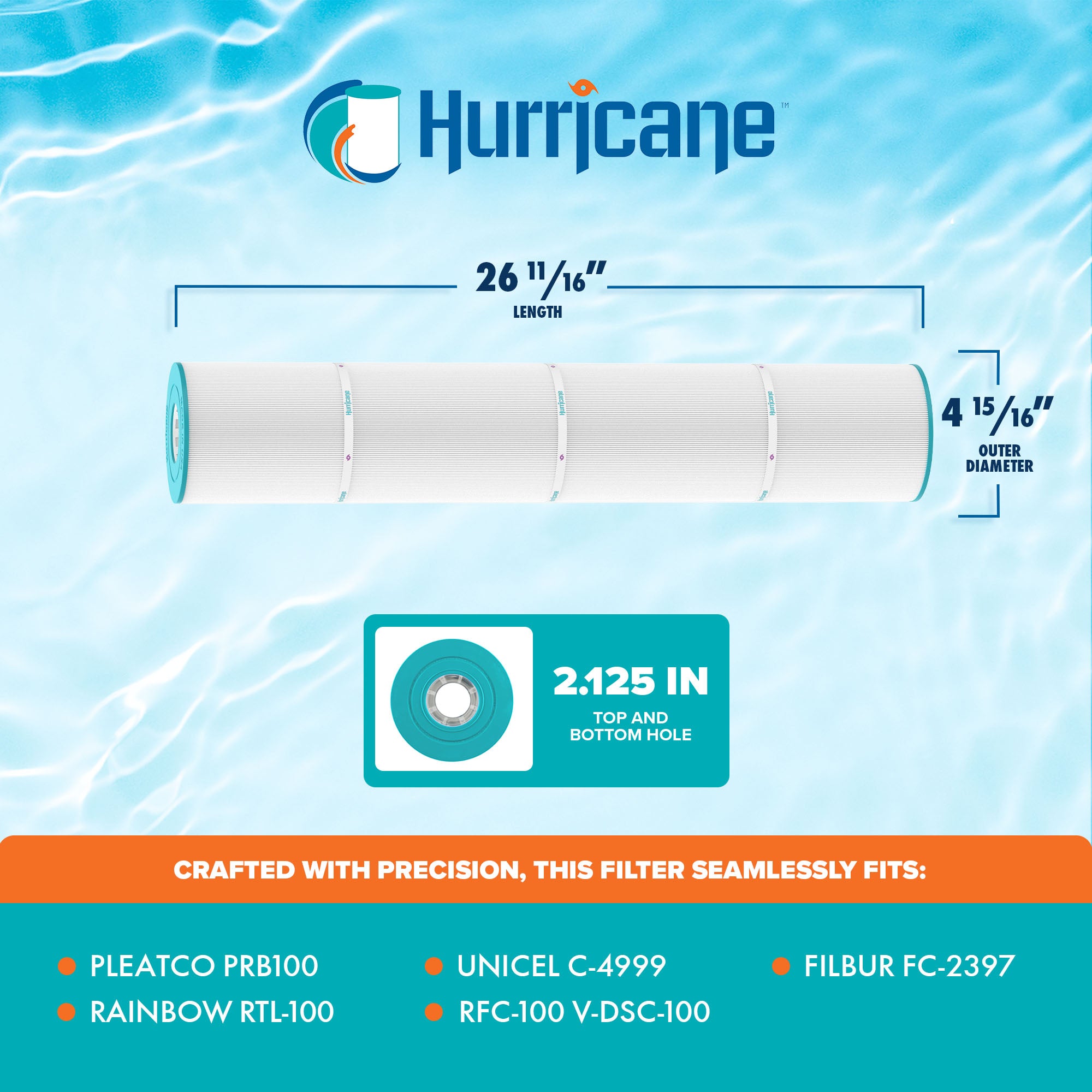 Hurricane Replacement Spa Filter Cartridge for Pleatco, Unicel, Filbur, Rainbow