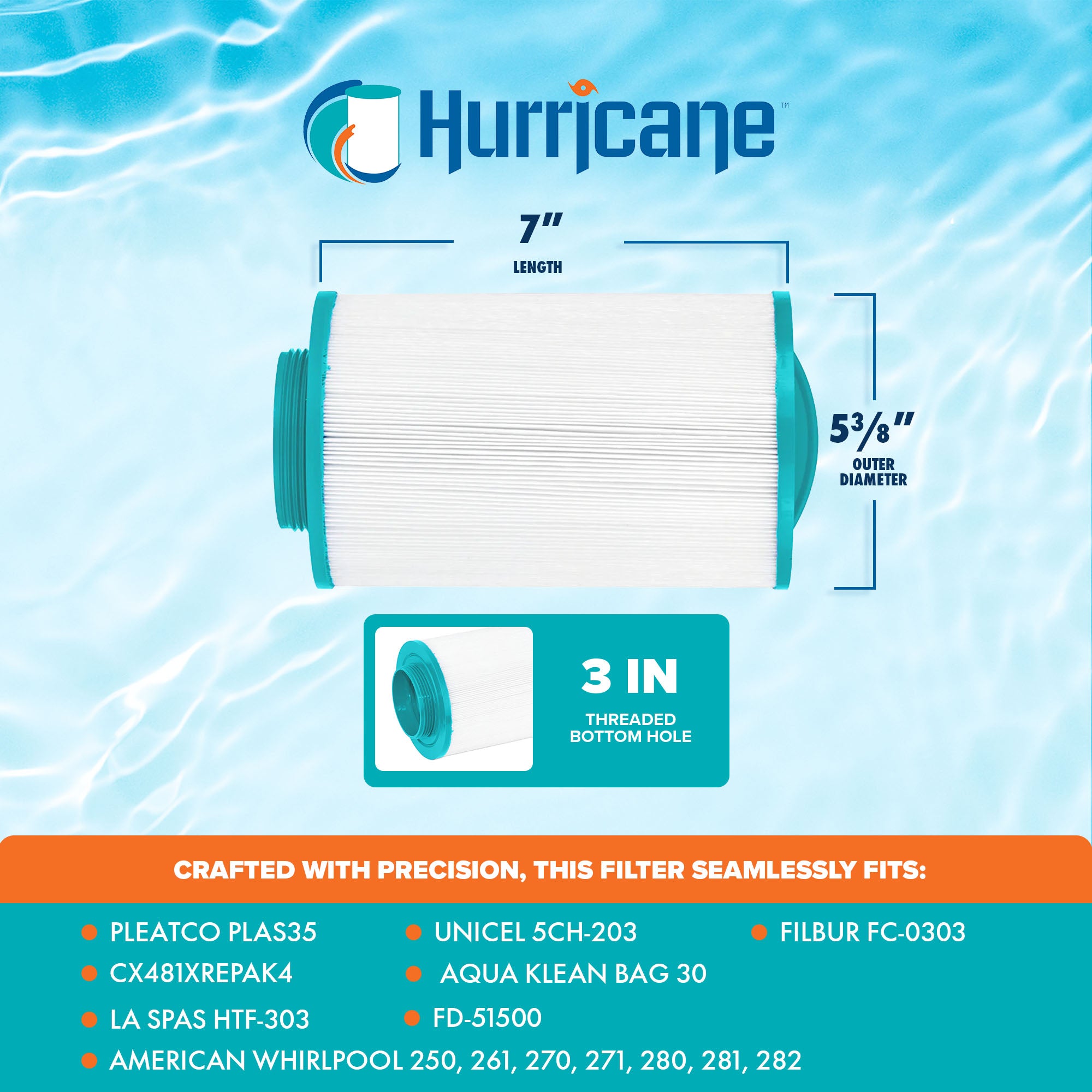 Hurricane Advanced Spa Filter Cartridge for Pleatco, Unicel, Filbur, LA Spas - VMInnovations