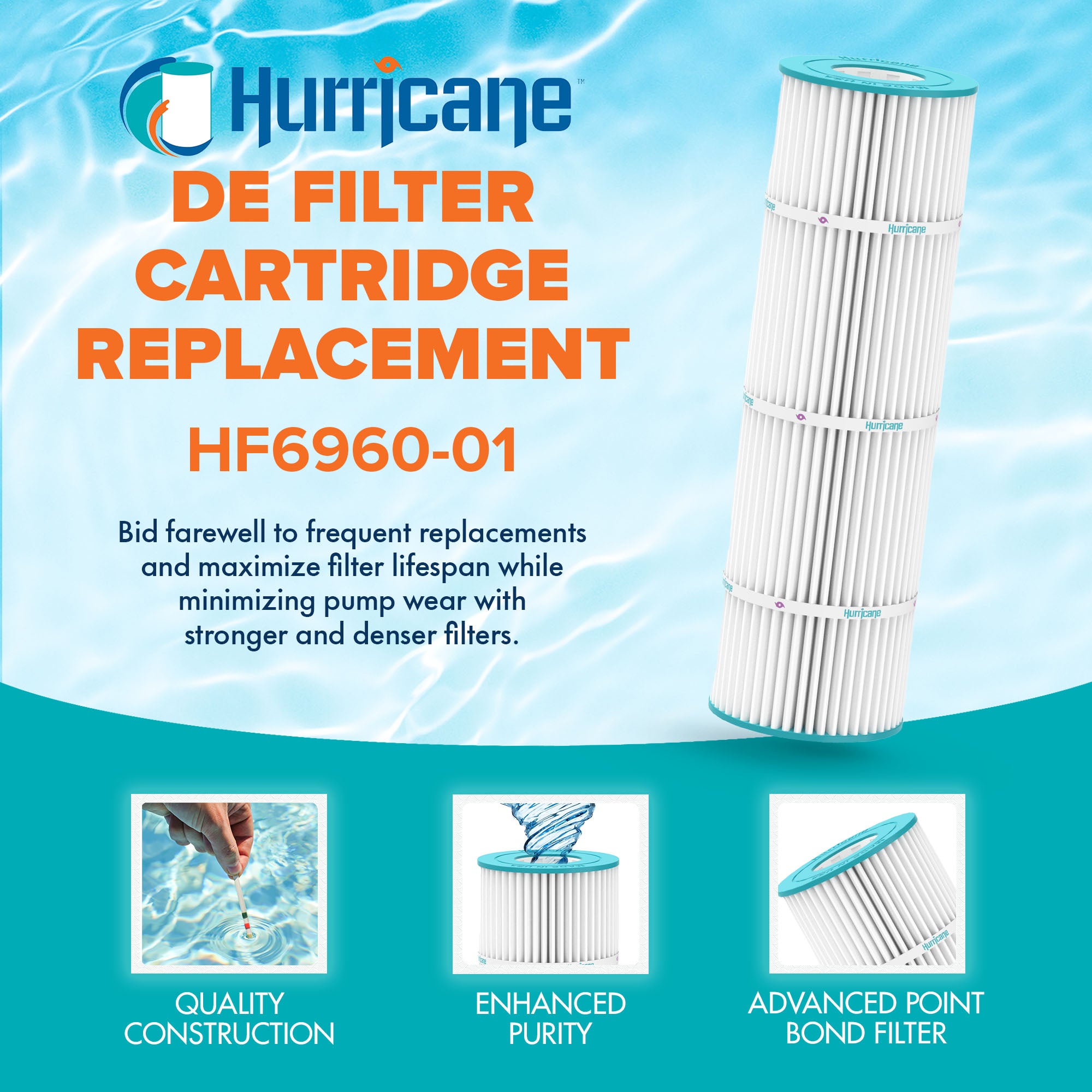 Hurricane Filters HF6960-01 DE Filter Cartridge Replacement for Pools and Spas - VMInnovations