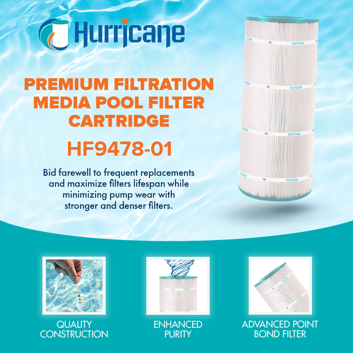Hurricane Filters Advanced Pool and Spa Cartridge Filter Replacement (Open Box)
