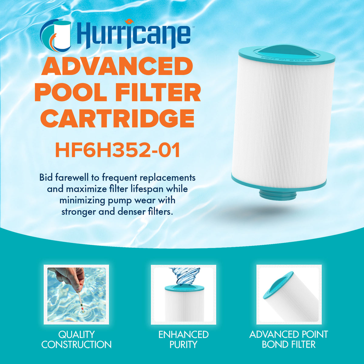Hurricane Advanced Spa Filter Cartridge for Unicel & Artesian Spas 06-0014-12 (Open Box)