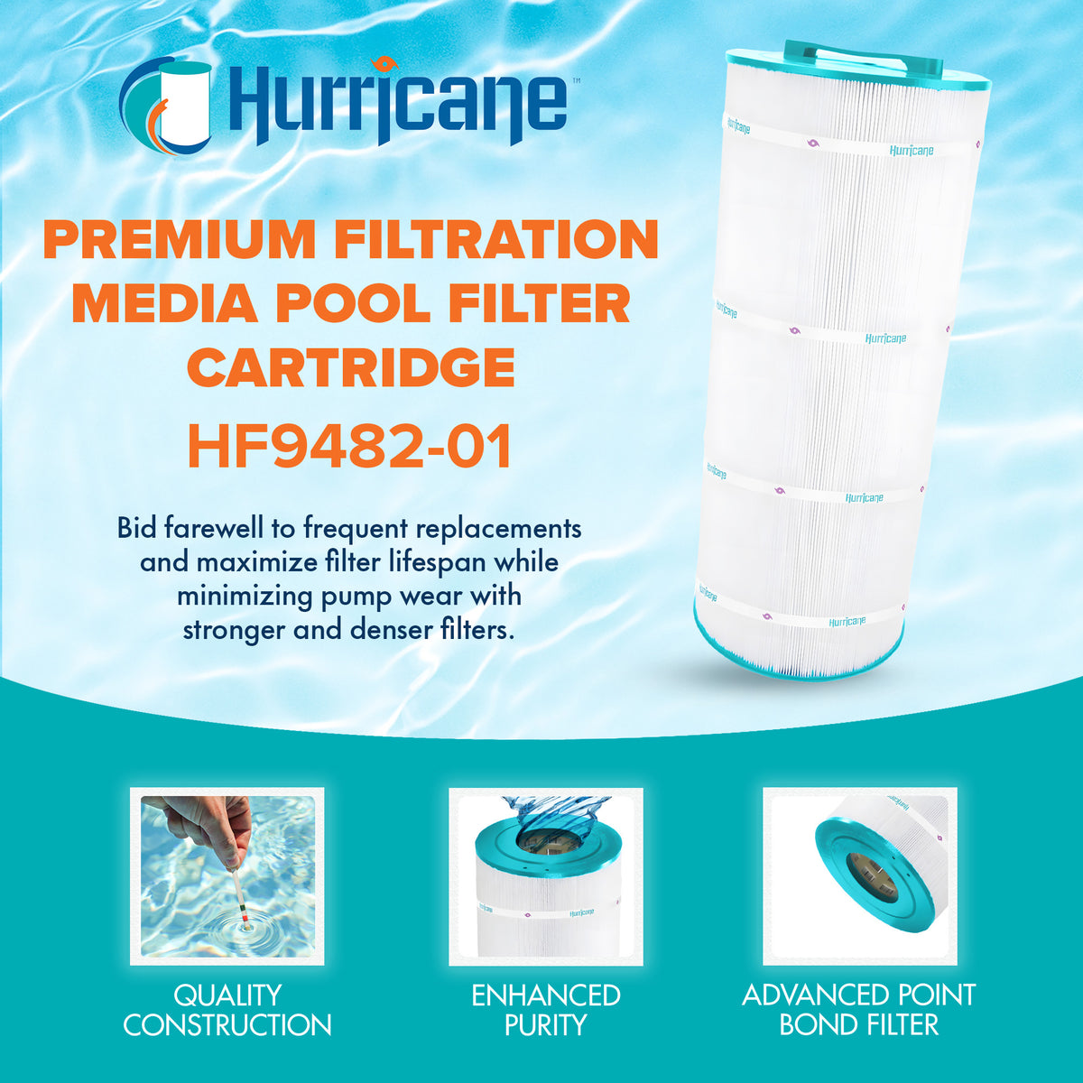 Hurricane Filters HF9482-01 Advanced Pool and Spa Cartridge Filter Replacement
