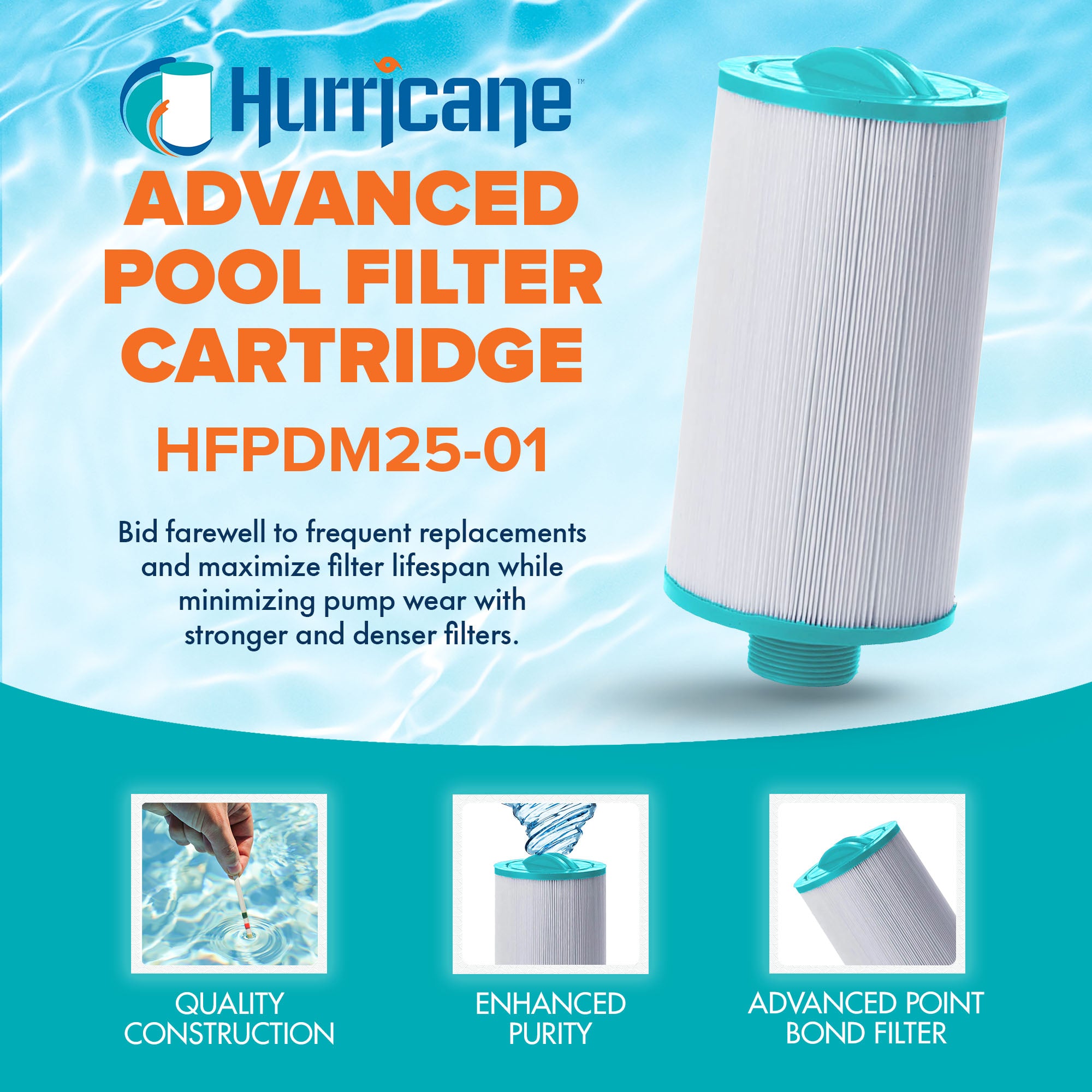 Hurricane Filters HFPDM25-01 Advanced Pool and Spa Cartridge Filter Replacement - VMInnovations