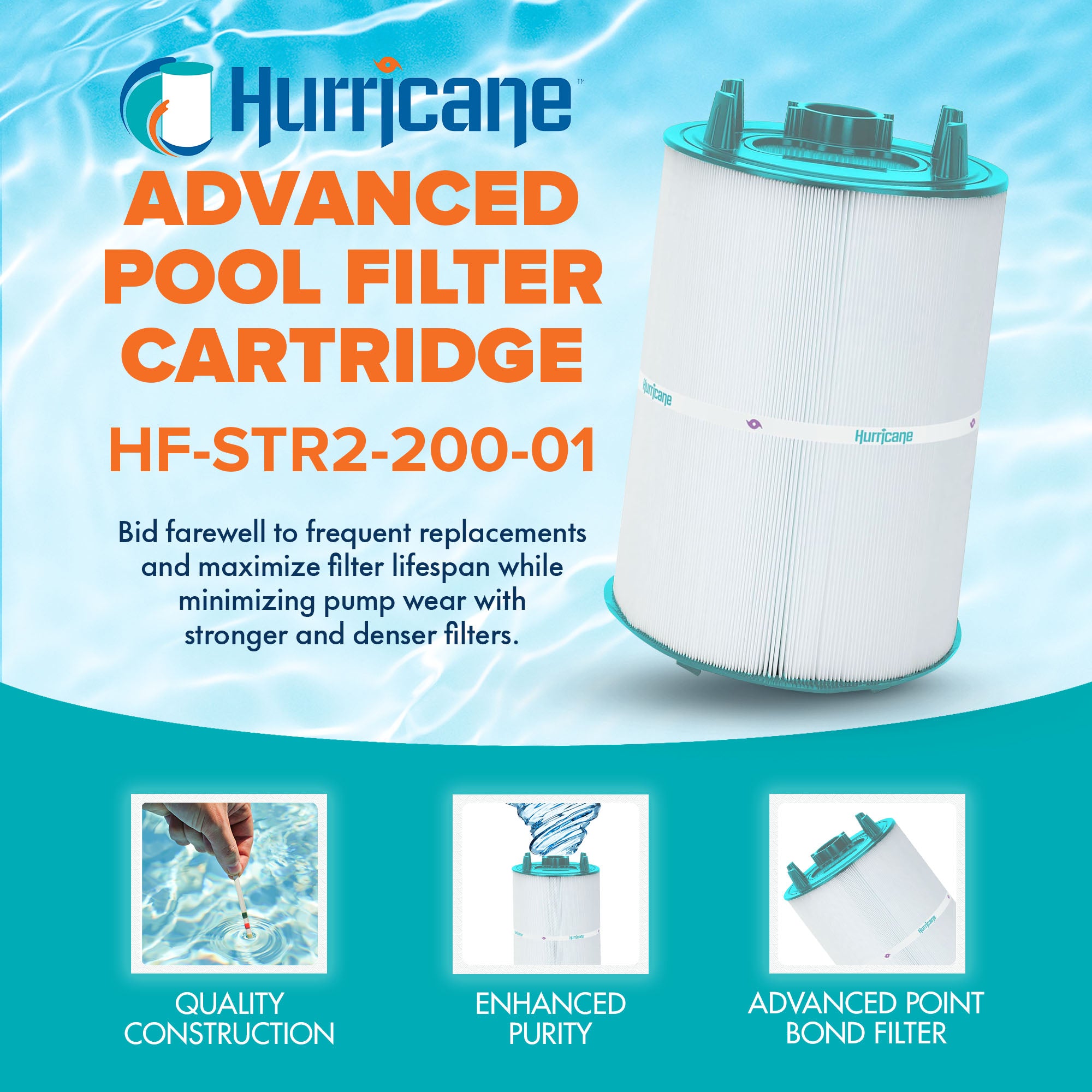 Hurricane Filters Advanced Pool, Spa Cartridge Filter Replacement (Open Box) - VMInnovations