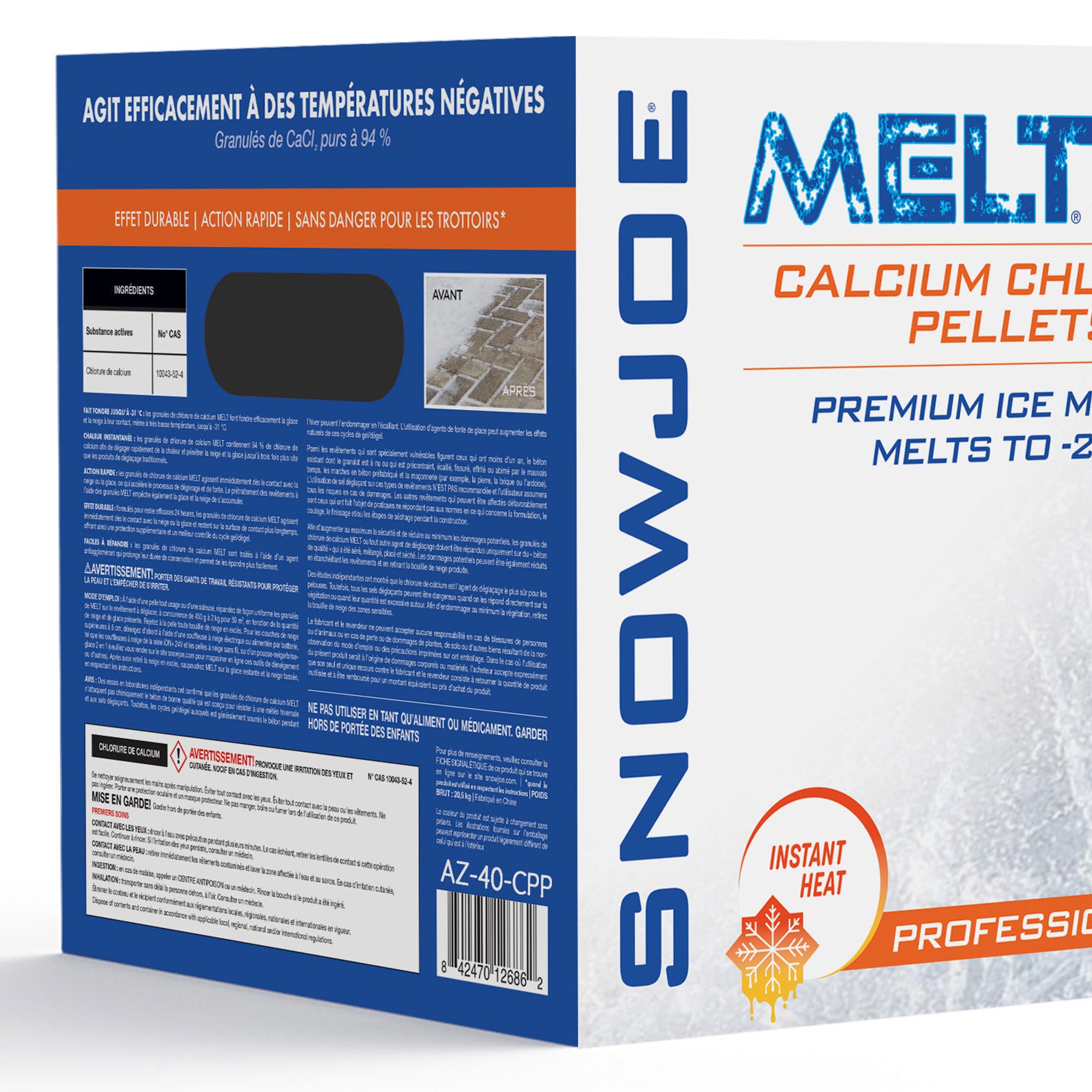 Snow Joe Ice Melt Calcium Chloride Blend, 40 lb (Packaging May Vary), AZ-40-CPP - VMInnovations