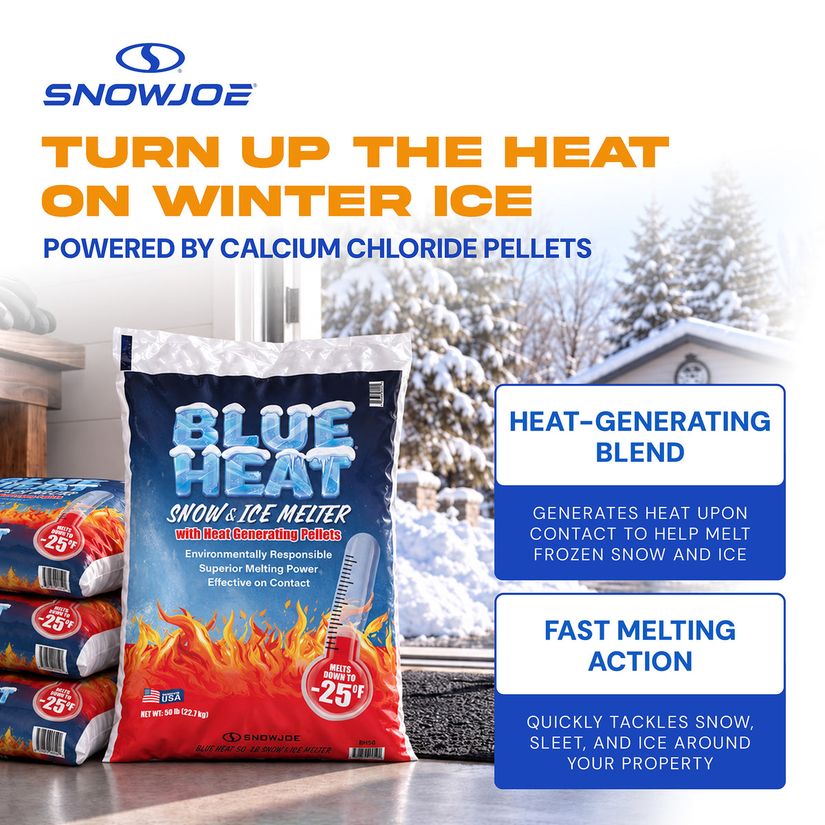 Blue Heat Ice Melt Pellets Deicer and for Snow Removal for Driveway, 50 Pounds - VMInnovations