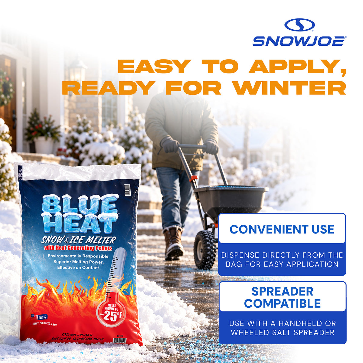 Blue Heat Ice Melt Pellets Deicer and for Snow Removal for Driveway, 50 Pounds - VMInnovations