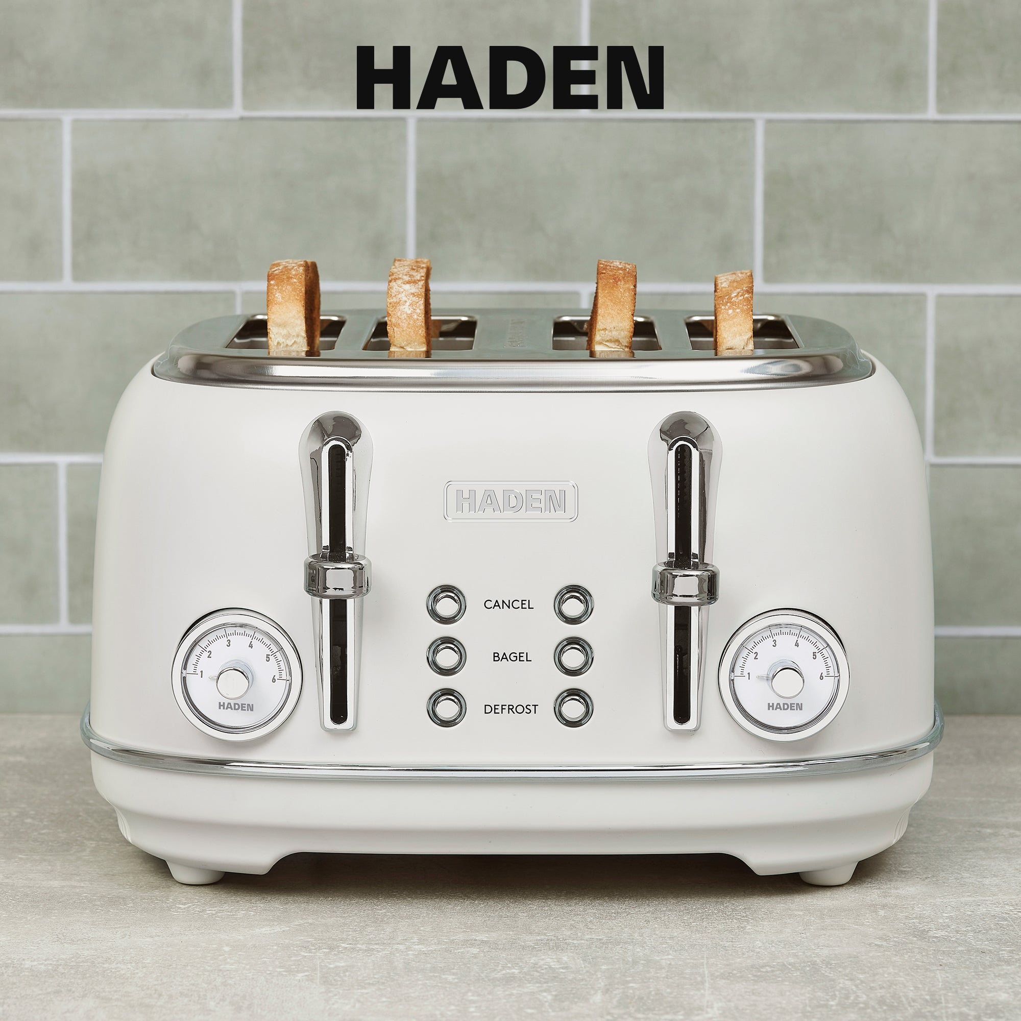 Haden Chelsea Stainless Steel 4 Slice Toaster, Extra Wide Slots (Open Box) - VMInnovations
