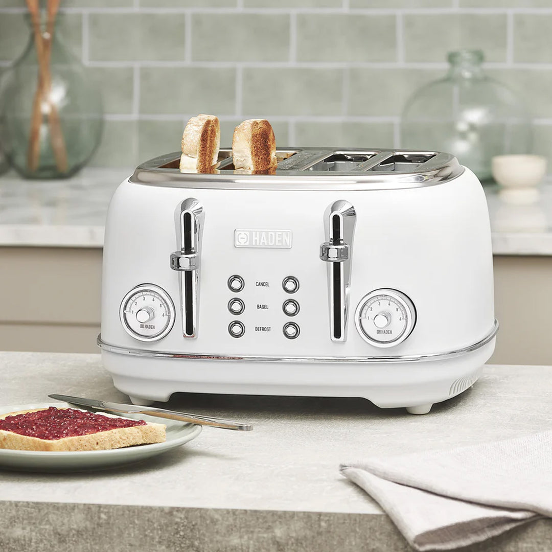 Haden Chelsea Stainless Steel 4 Slice Toaster, Extra Wide Slots (Open Box) - VMInnovations