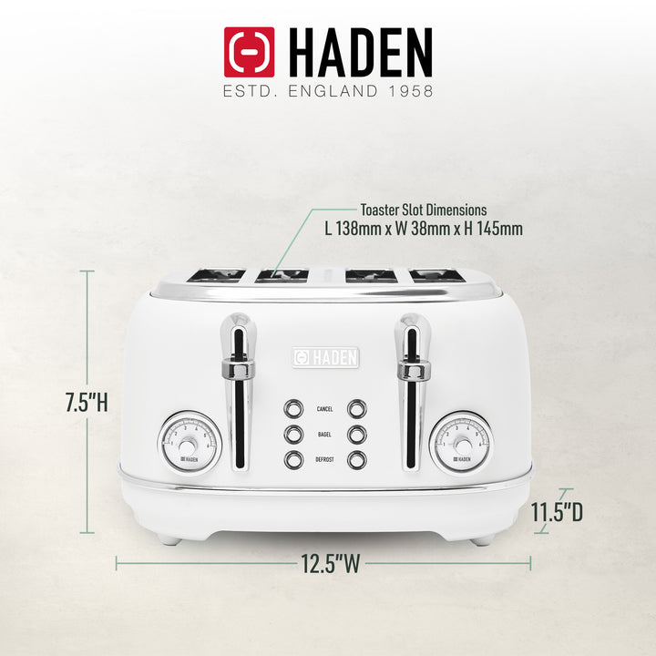 Haden Chelsea Stainless Steel 4 Slice Toaster, Extra Wide Slots (Open Box) - VMInnovations