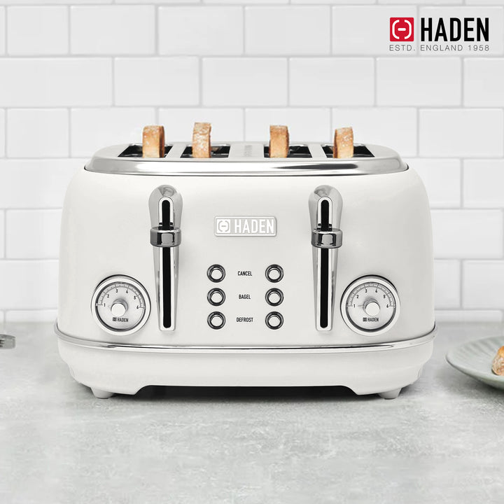 Haden Chelsea Stainless Steel 4 Slice Toaster, Extra Wide Slots (Open Box) - VMInnovations