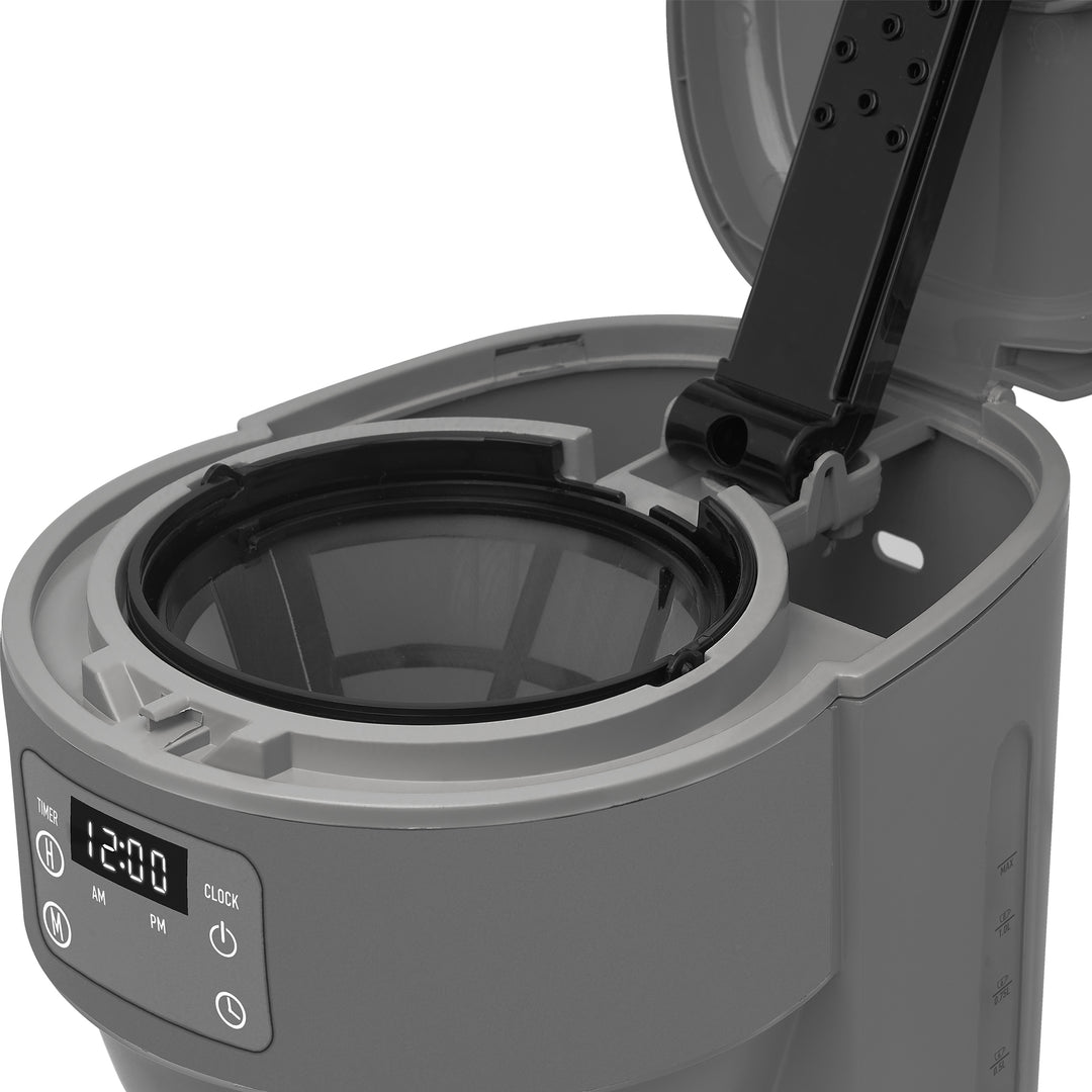 Haden Chelsea 10 Cup Digital Drip Coffee Maker with Glass Carafe, Grey & Chrome - VMInnovations