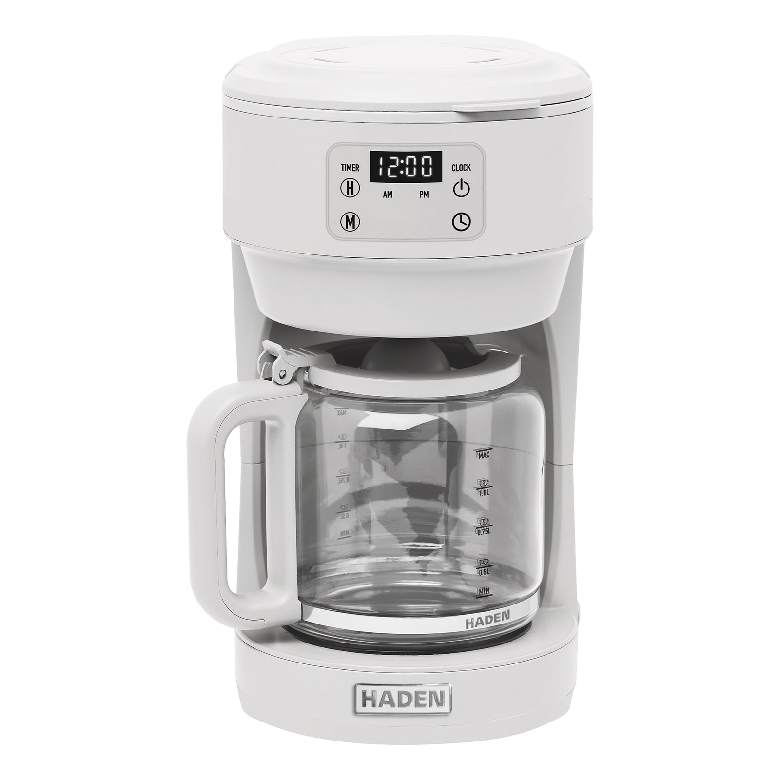 Haden Chelsea 10 Cup Digital Drip Coffee Maker with Glass Carafe, Ivory & Chrome - VMInnovations