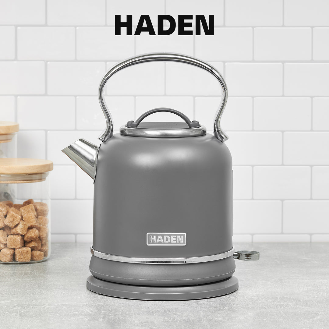 Haden Chelsea 1.7 Liter Electric Water Kettle w/ 360-Degree Base, Grey & Chrome - VMInnovations