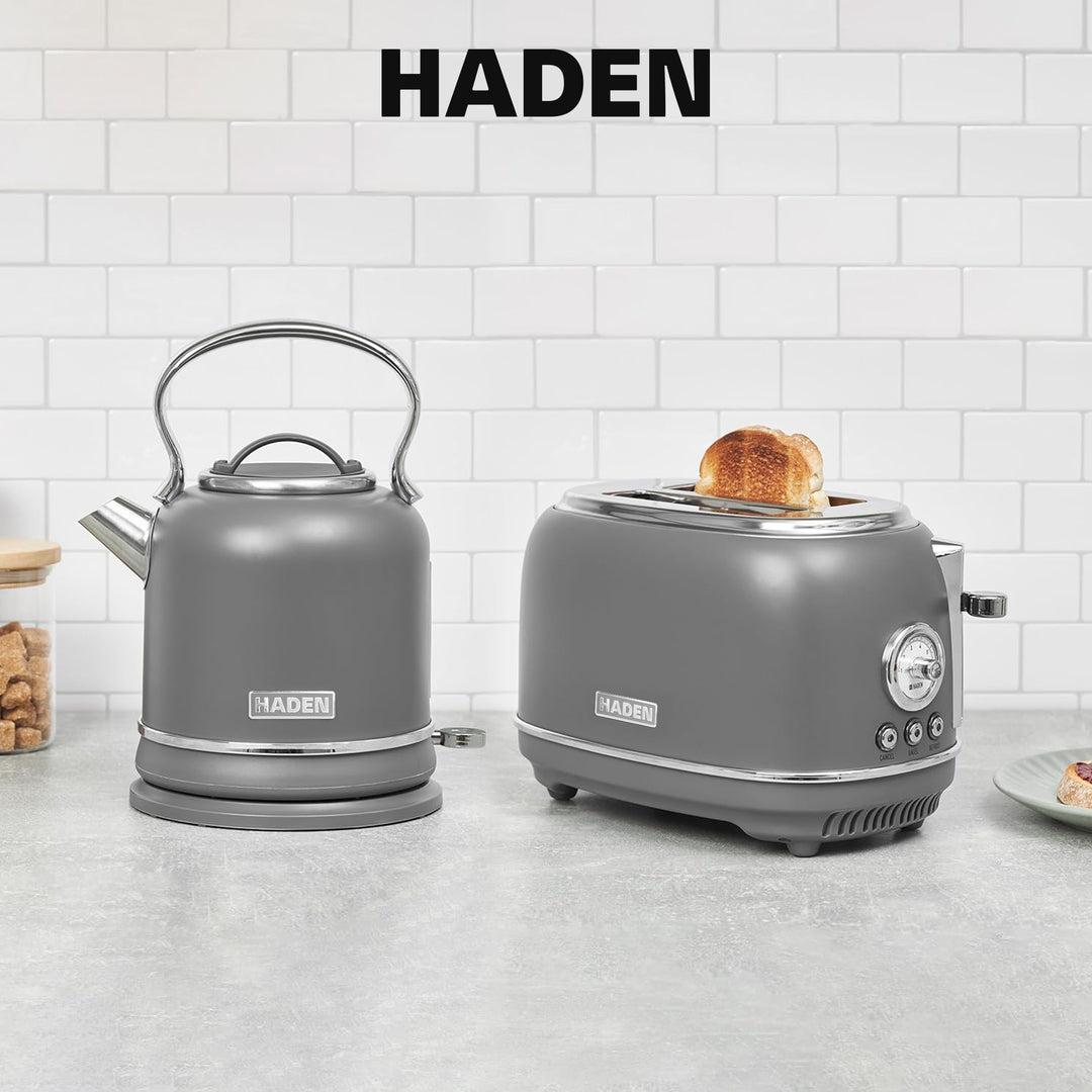 Haden Chelsea 1.7 Liter Electric Water Kettle w/ 360-Degree Base, Grey & Chrome - VMInnovations