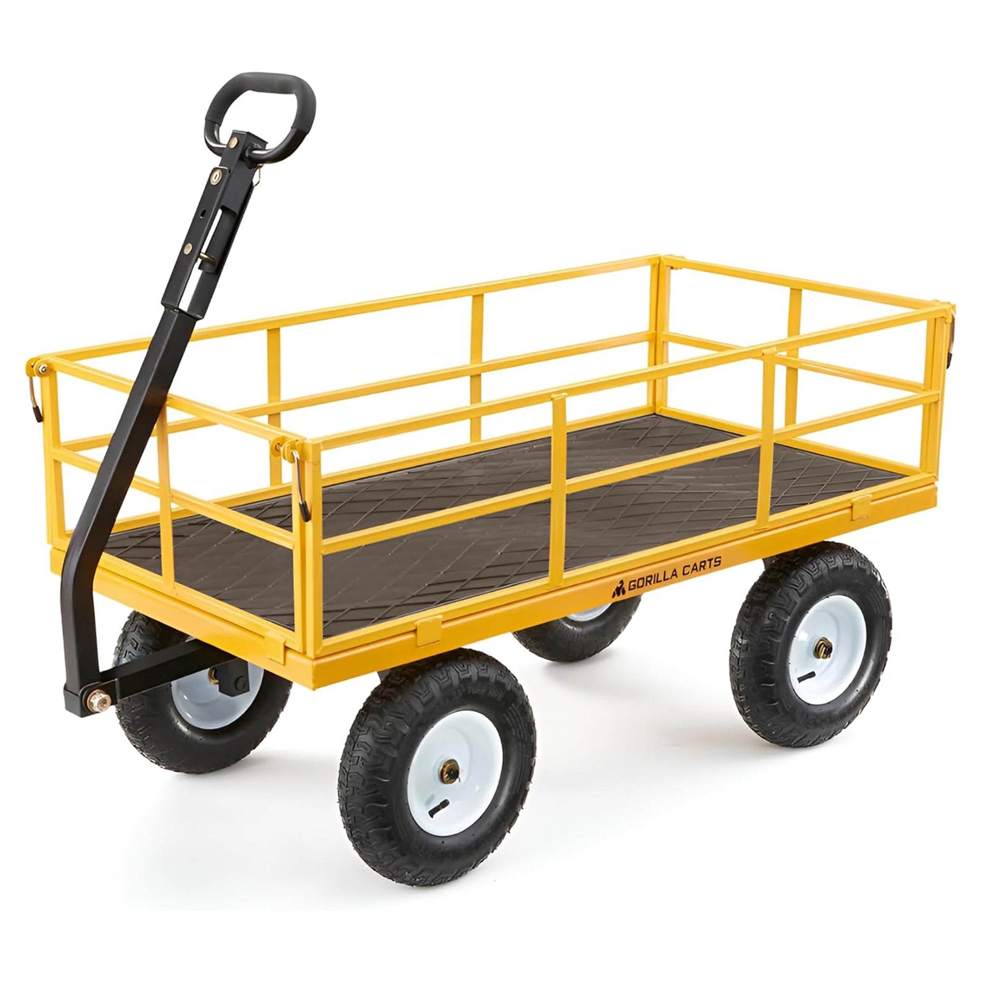 Gorilla Carts Heavy Duty, 1200 lb Garden Wheelbarrow for Outdoor Use, Yellow Foldable Wagon
