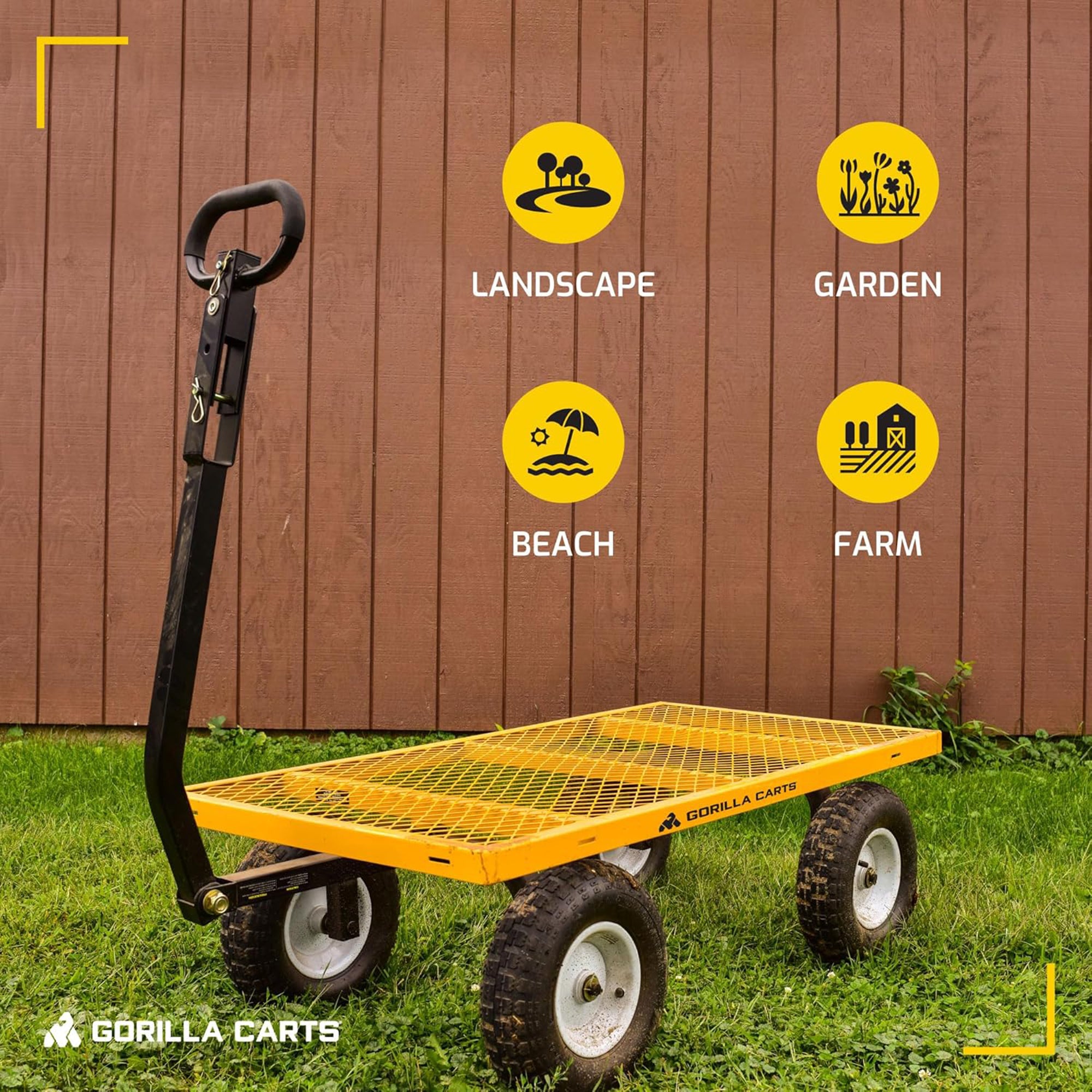 Gorilla Carts Heavy Duty Utility Cart, 1200 lb Outdoor Garden Wagon (Open Box)