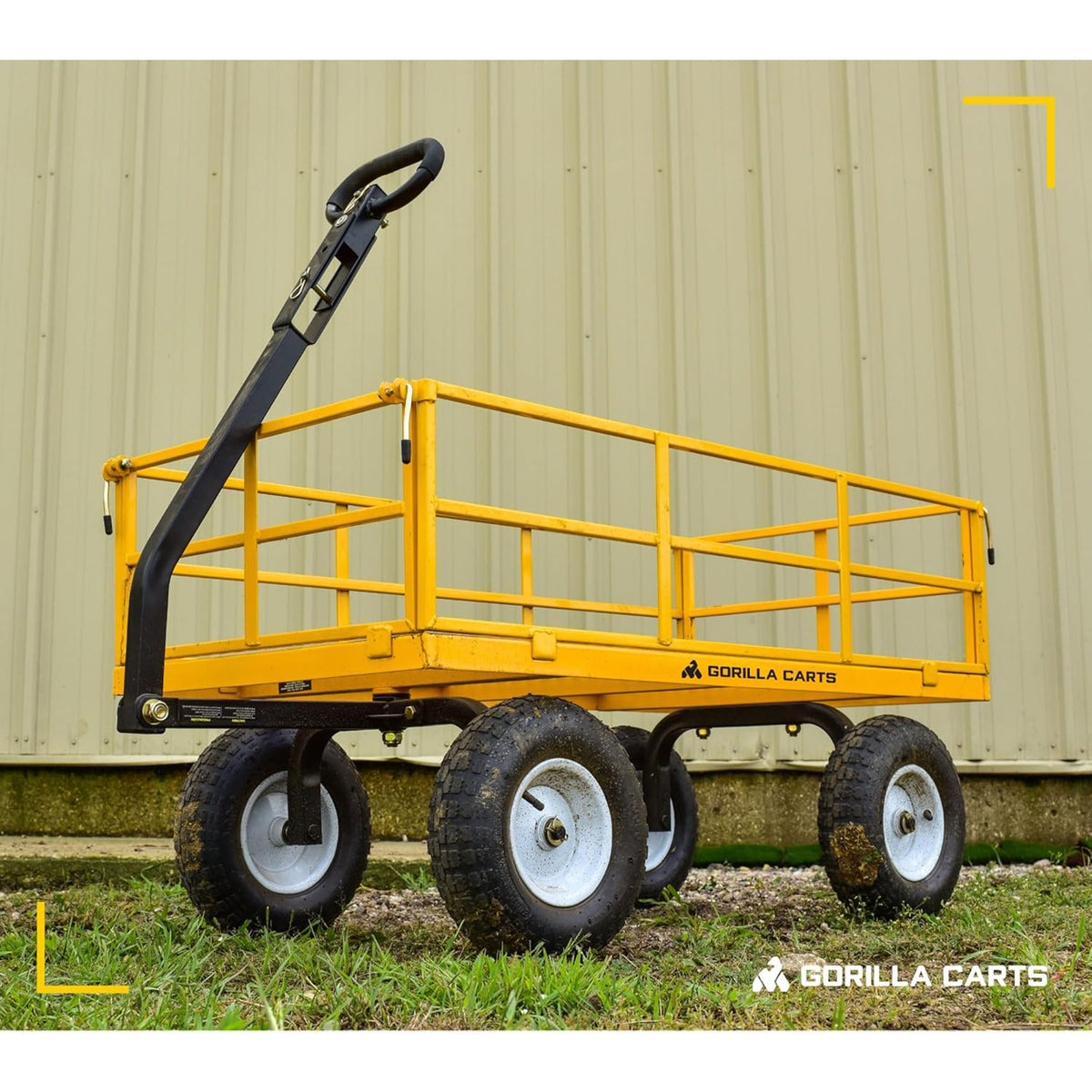 Gorilla Carts Heavy Duty, 1200 lb Garden Wheelbarrow for Outdoor Use, Yellow Foldable Wagon