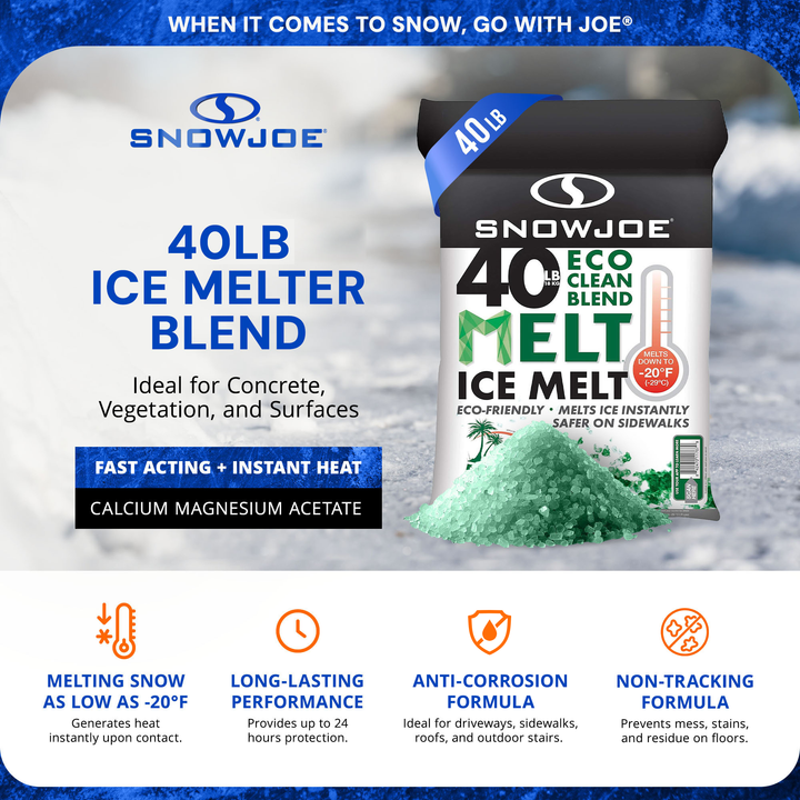 Snow Joe Eco Clean Ice Melter Blend, Safe for Concrete & Plants, 40lb, MELT40ECO - VMInnovations