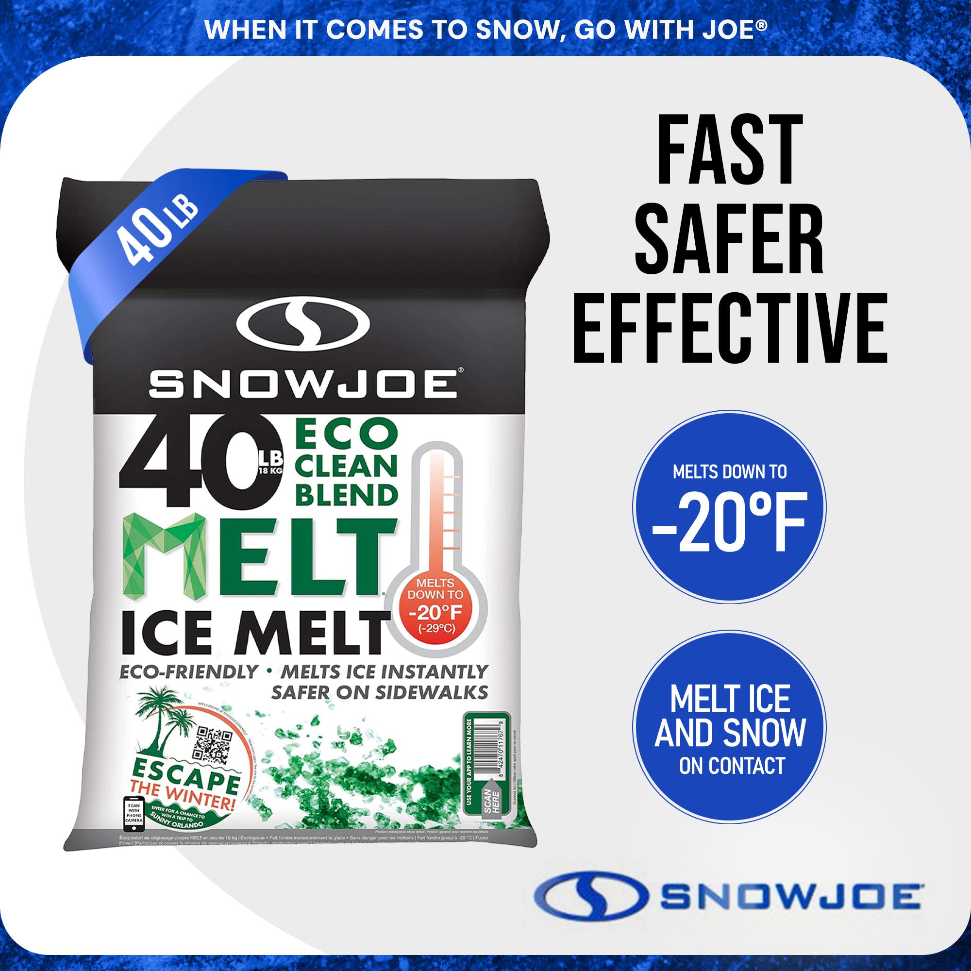 Snow Joe Eco Clean Ice Melter Blend, Safe for Concrete & Plants, 40lb - VMInnovations