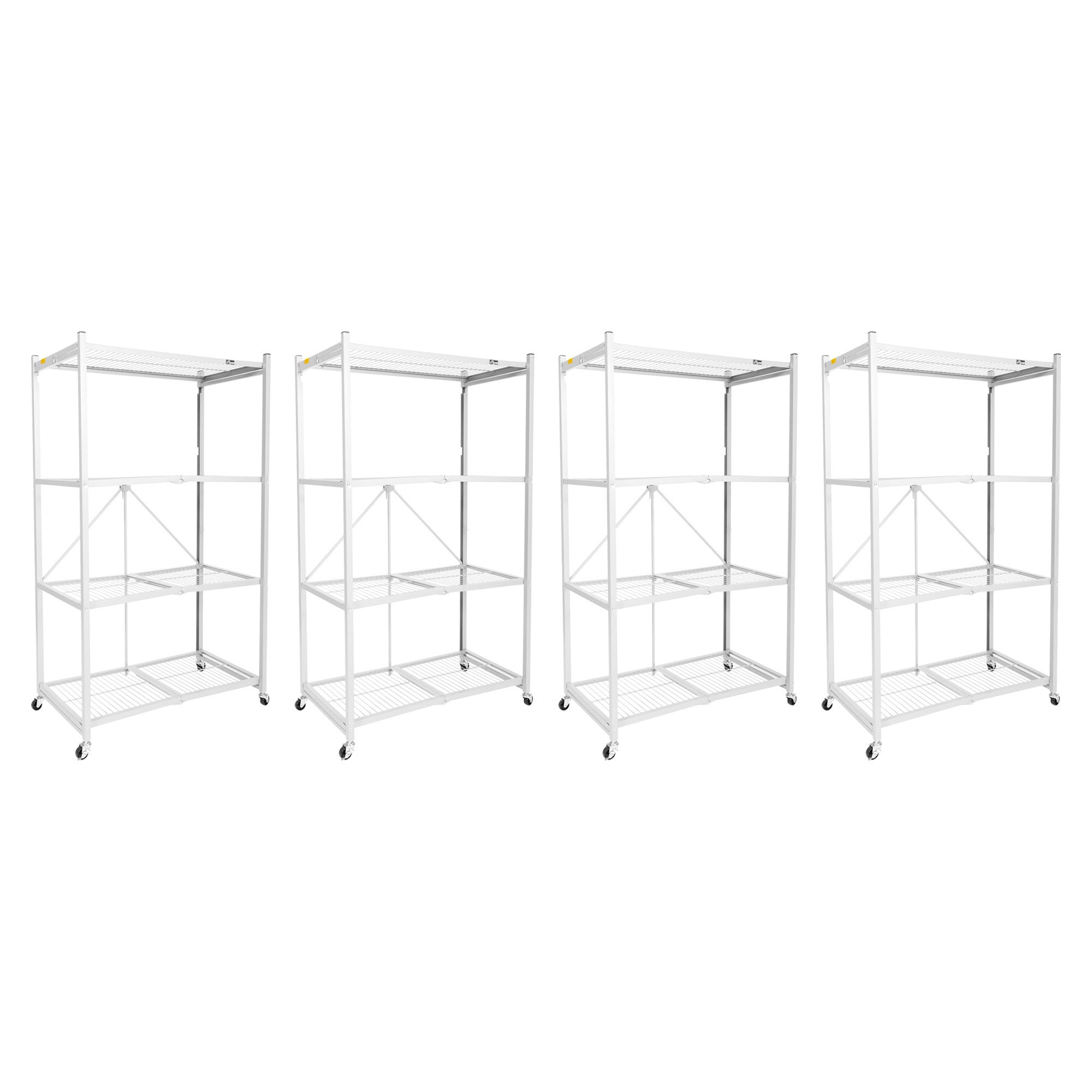 Origami 4-Pack R5-06W 4-Wheel 4-Shelf Folding Steel Wire Shelving Storage, White