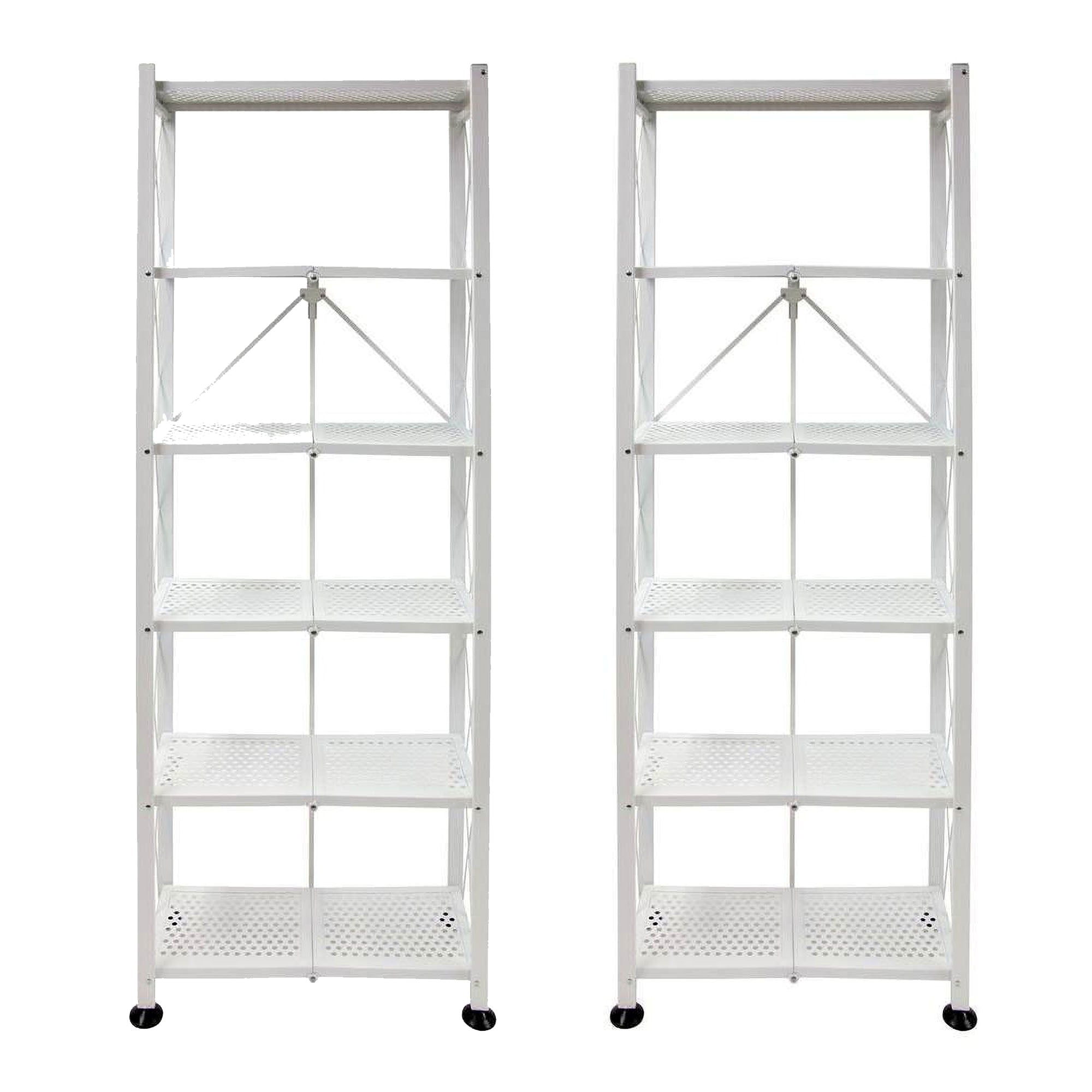 Origami 2 Pack 6 Shelf Open Styled Organizational Deco Rack Bookshelf, White - VMInnovations