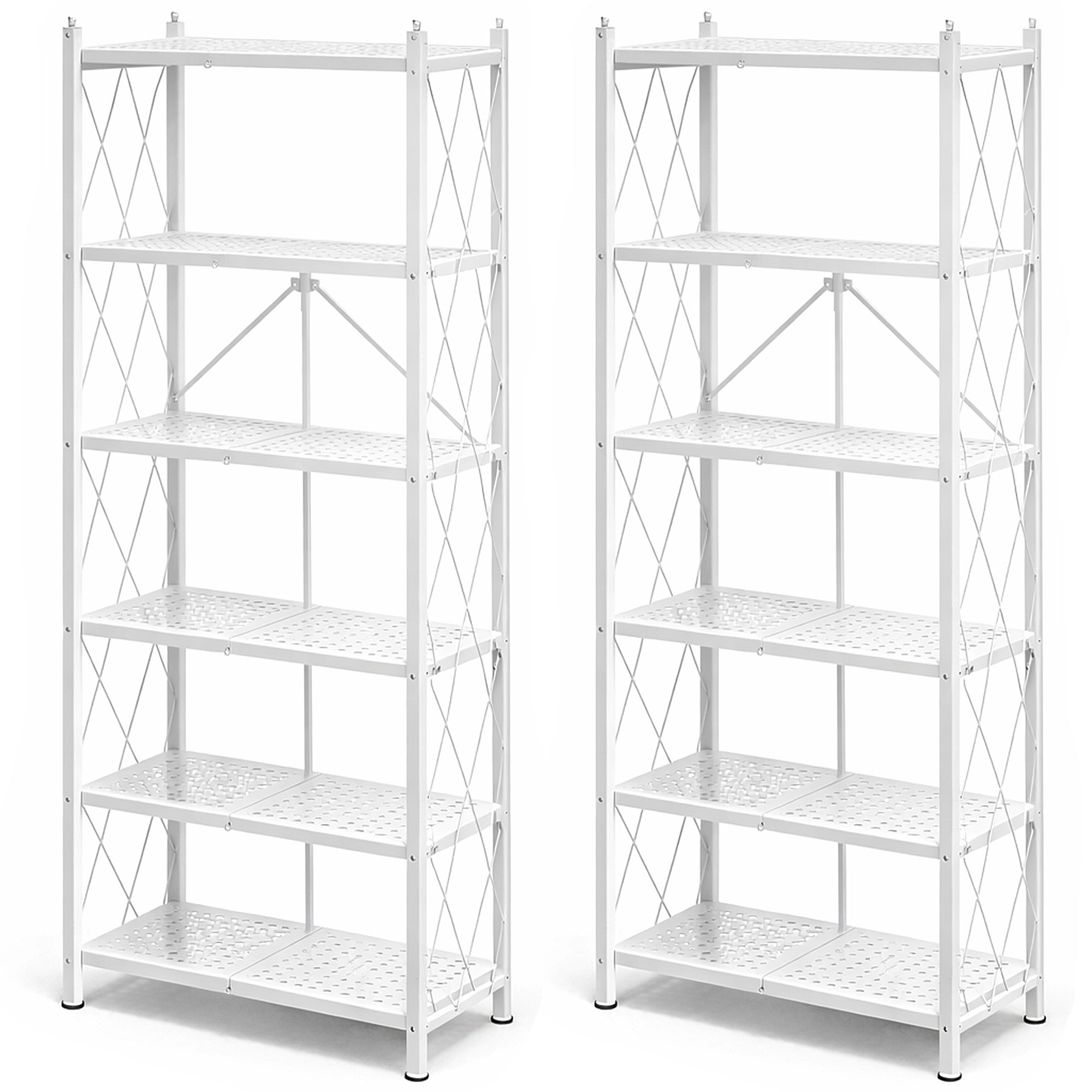 Origami 2 Pack 6 Shelf Open Styled Organizational Deco Rack Bookshelf, White
