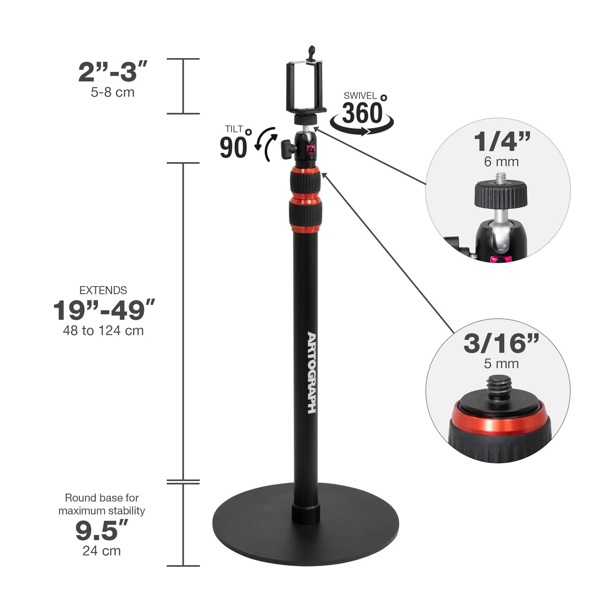 Artograph Adjustable Projector Stand for Digital Projector, Camera (Open Box) - VMInnovations