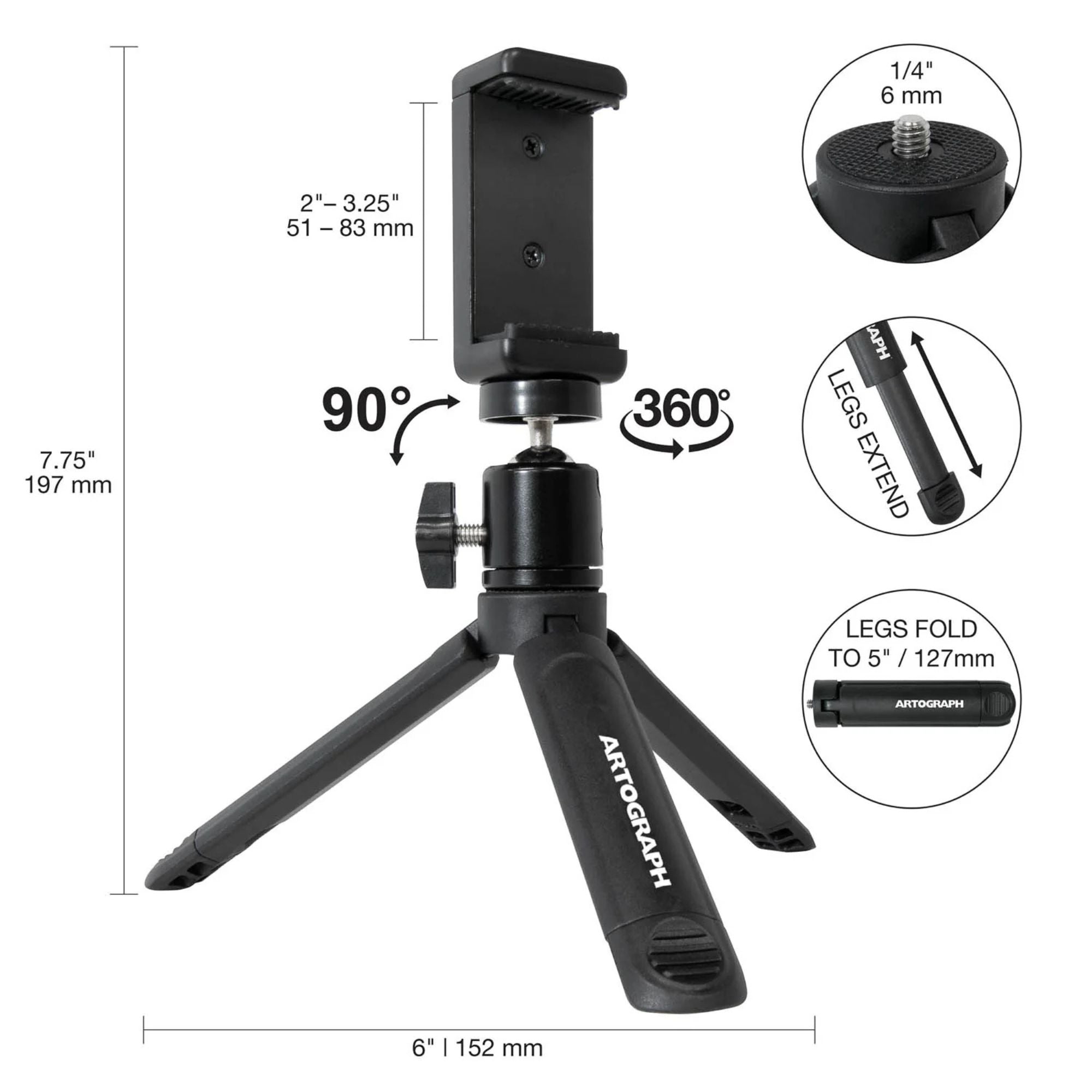 Artograph Smart LED Art Projector & Auto Focus Grids+ Mini Tripod Tabletop Stand - VMInnovations