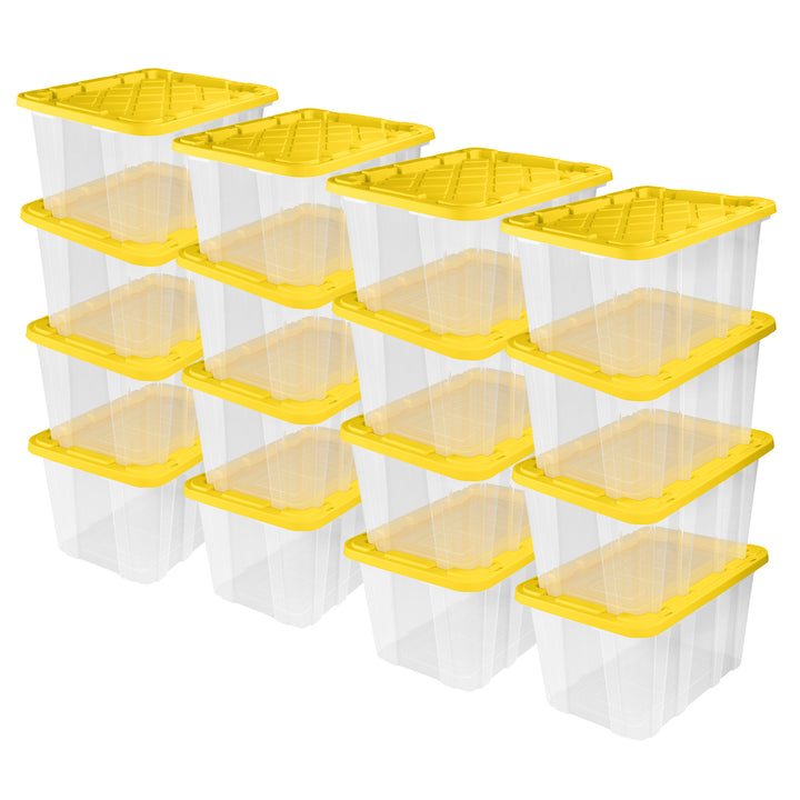 Sterilite Industrial Storage Box with Carrying Handles, 27 Gal, Yellow, 16 Pack