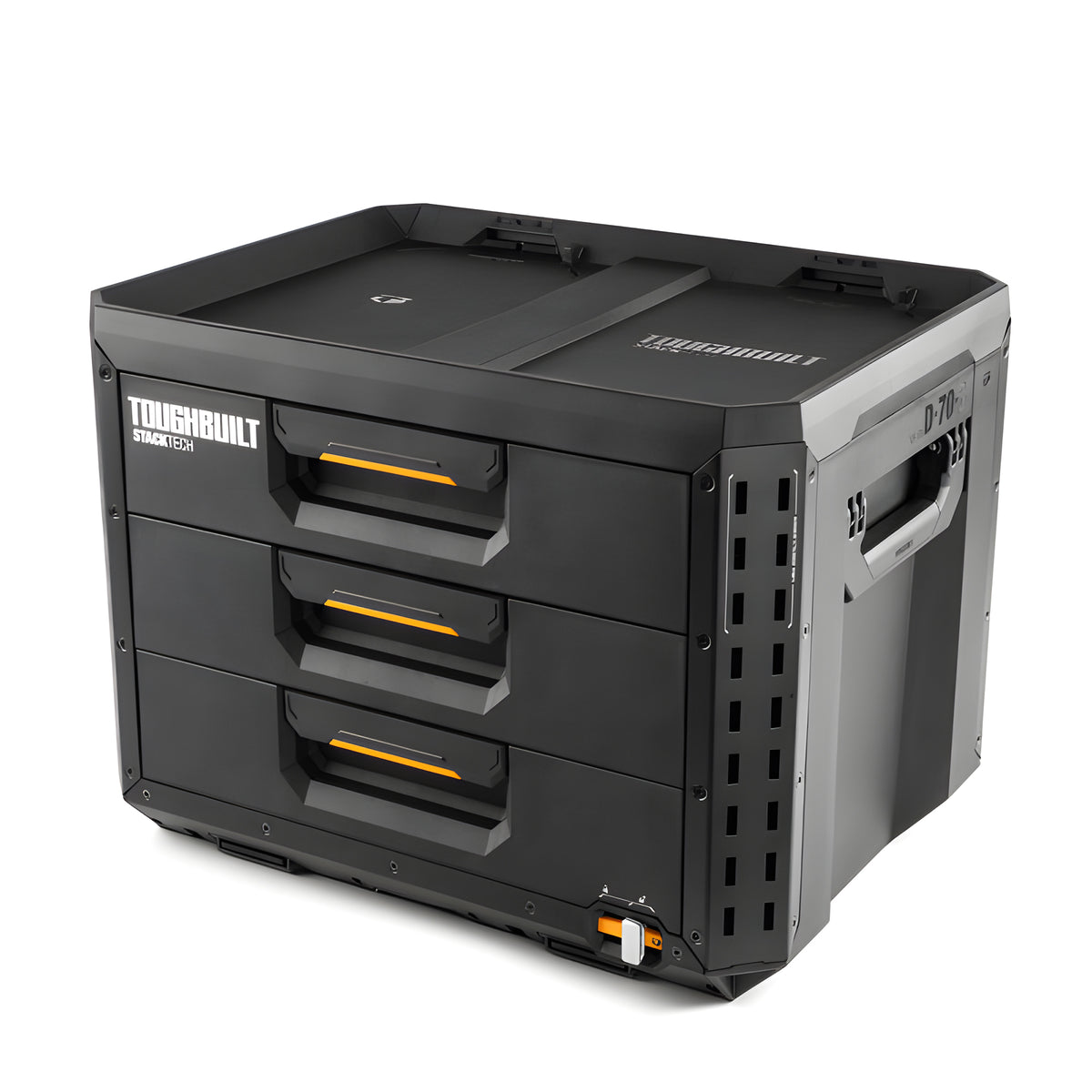 ToughBuilt Portable 2-in-1 Rolling Tool Box & StackTech 3-Drawer Tool Box, Black