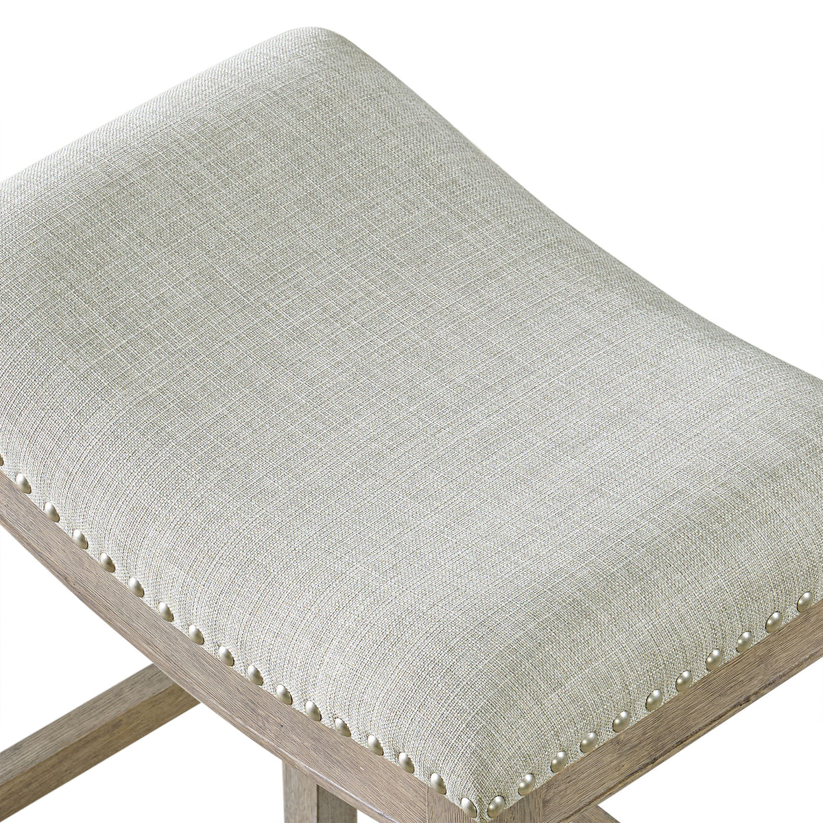 ROME + OAK Parker Backless Saddle Kitchen Counter Stool, Oak, Grey Upholstery