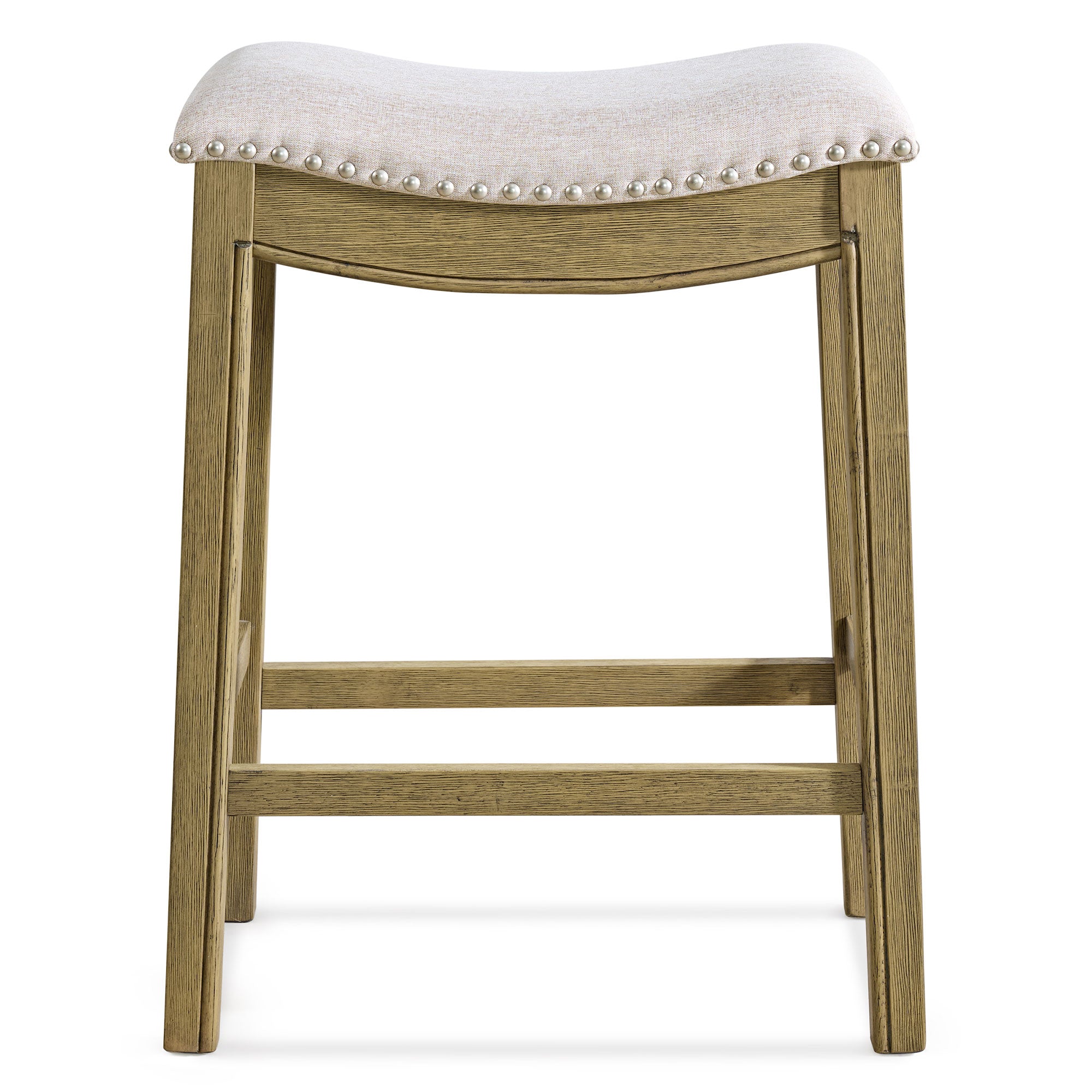 ROME + OAK Parker Backless Saddle Kitchen Counter Stool, Natural, Cream Fabric (Used)