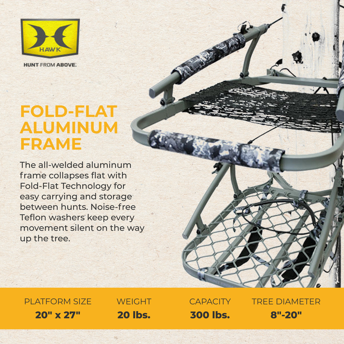 Hawk Ultra-Lite Climber, Tree Stand, Hammock Net Seat, 38.75x23.25" (Open Box) - VMInnovations
