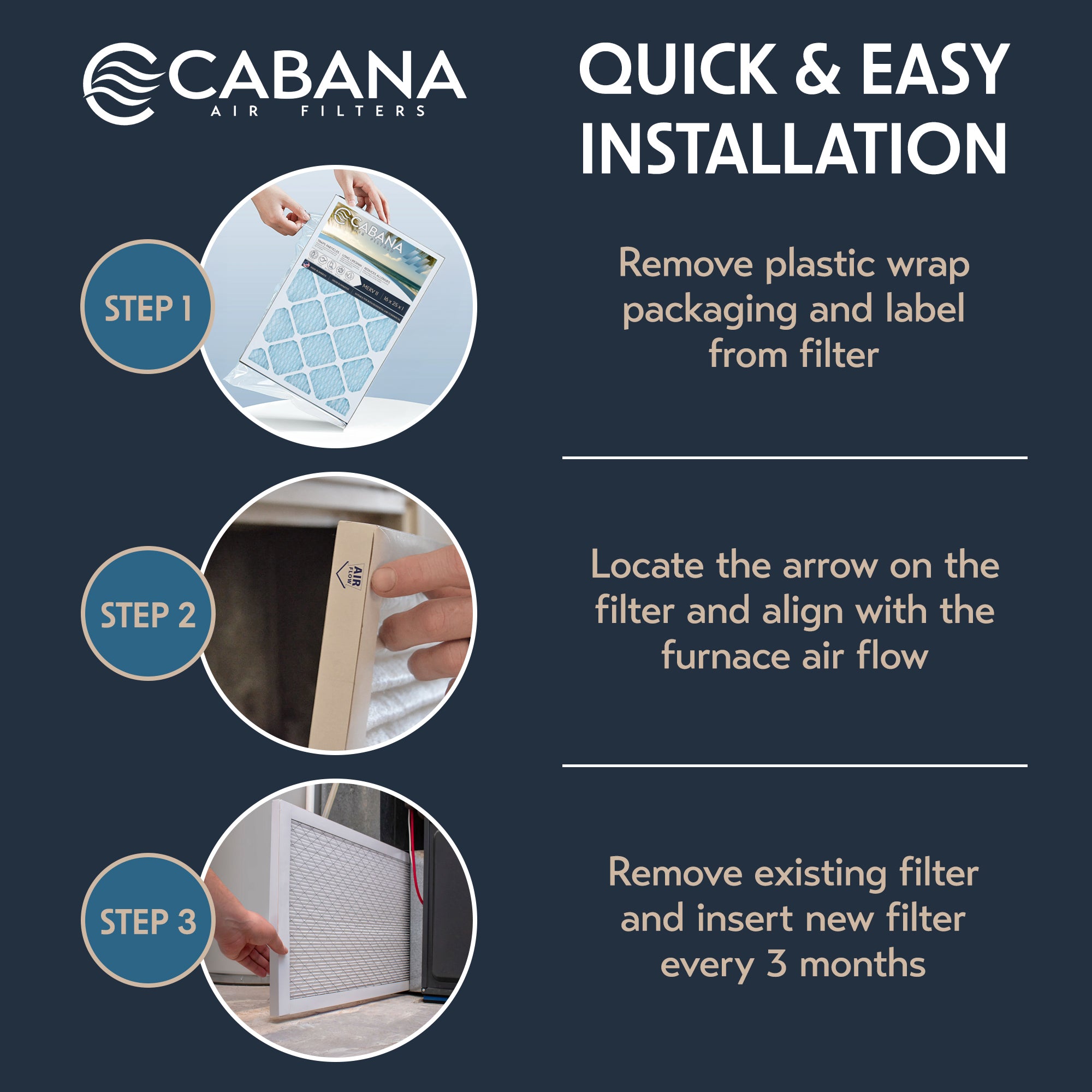 Cabana Air Filters 6pk HVAC Furnace Air Filters, MERV 11, 16 x 25 x 1 (Open Box) - VMInnovations