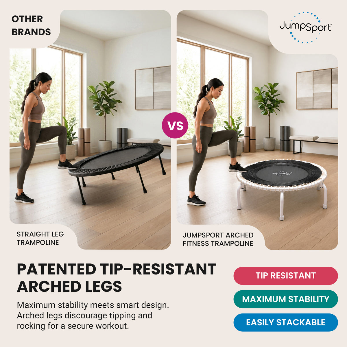 JumpSport 350 PRO Fitness Trampoline, Cardio Workout Equipment, 39 Inch, Elevate