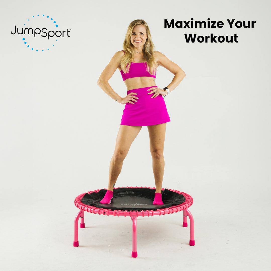 JumpSport 350 PRO Fitness Trampoline, Cardio Workout Equipment, 39 Inch, Blossom - VMInnovations