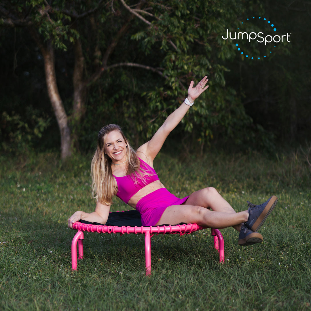 JumpSport 350 PRO Fitness Trampoline, Cardio Workout Equipment, 39 Inch, Blossom - VMInnovations