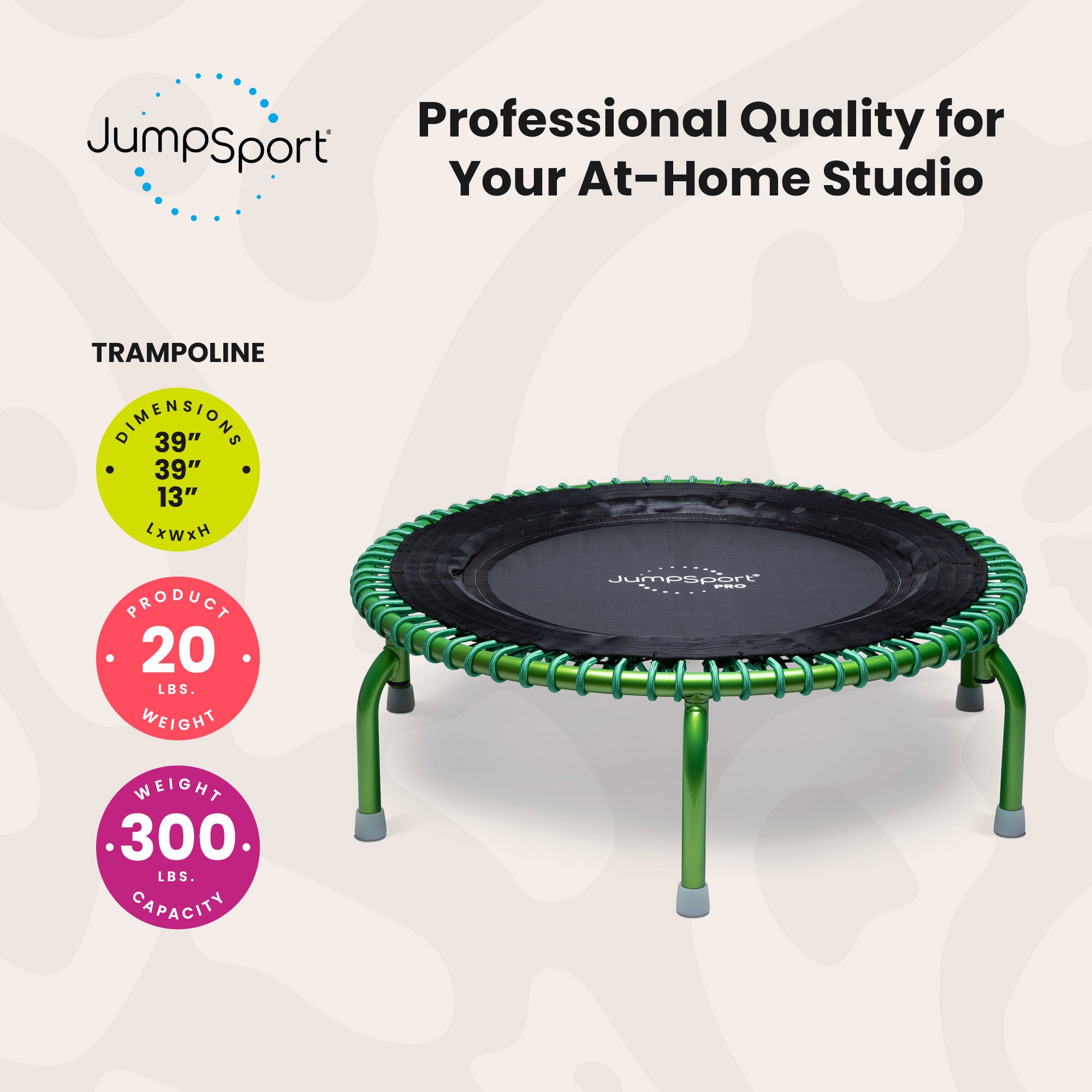 JumpSport 350 PRO Fitness Trampoline, Cardio Workout Equipment (Open Box)