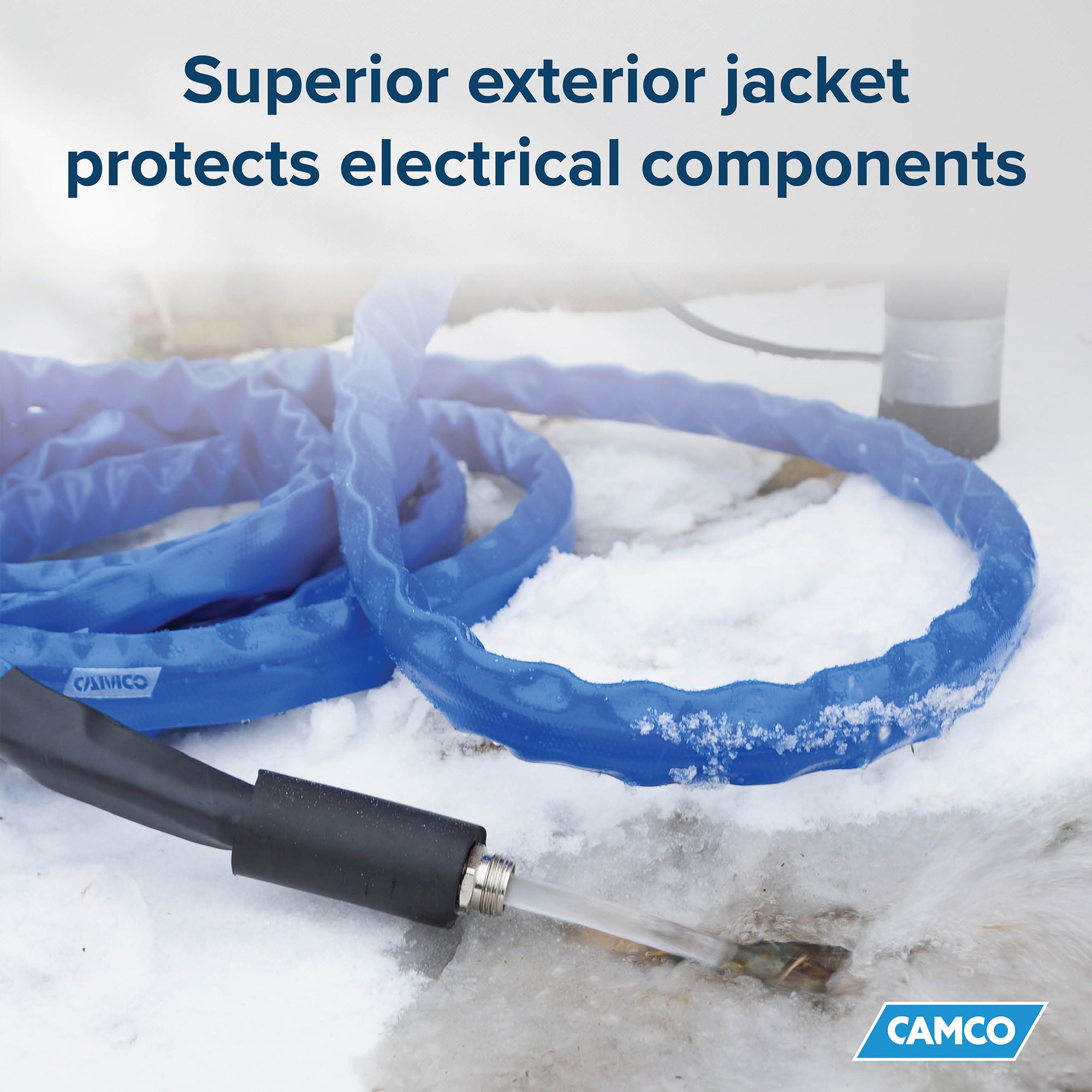 Camco Heated 50' RV Drinking Water Hose, Freeze Regulator, -40F, Blue(Open Box) - VMInnovations