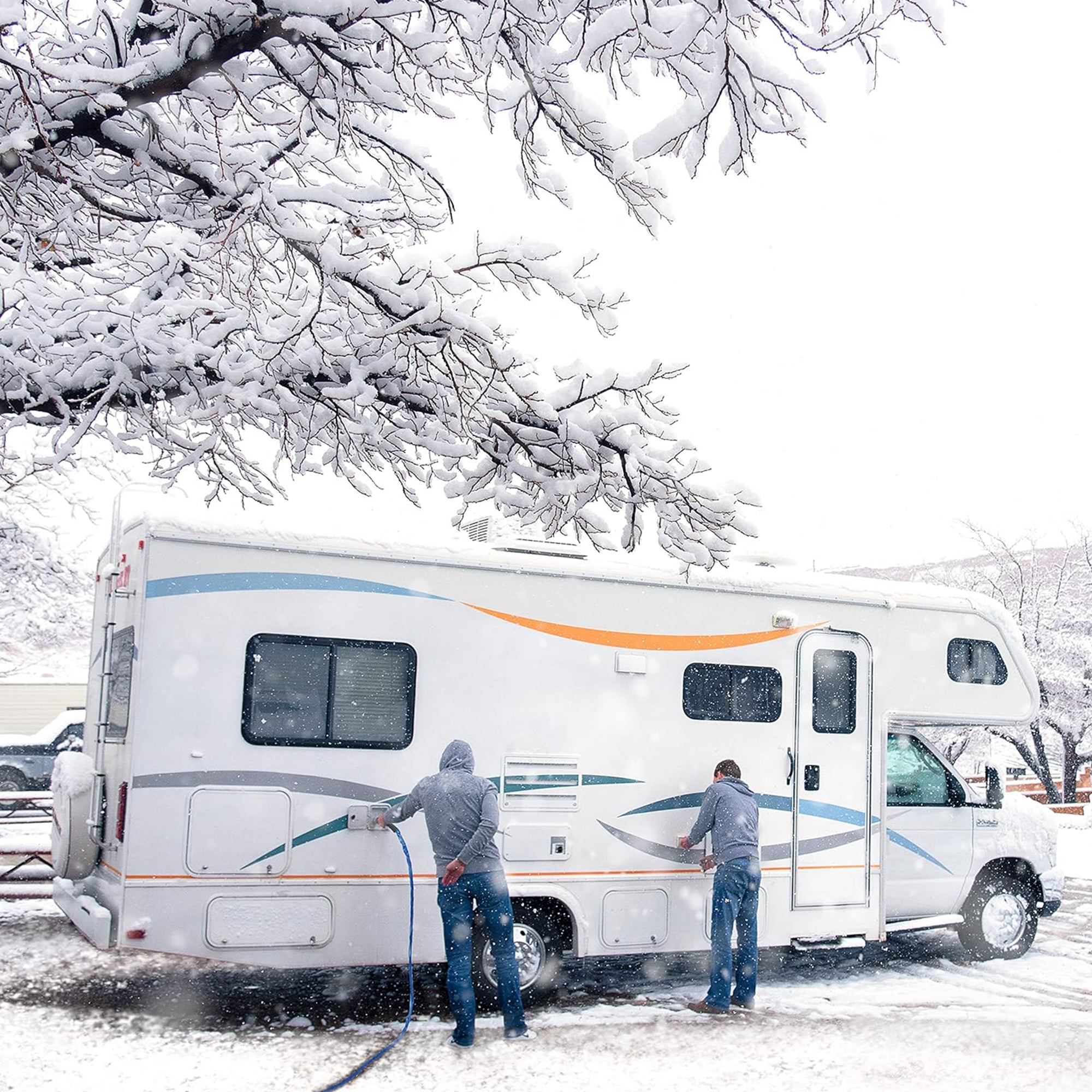 Camco Heated 50 Foot RV Drinking Water Hose, Freeze Regulator Down to -40F, Blue - VMInnovations