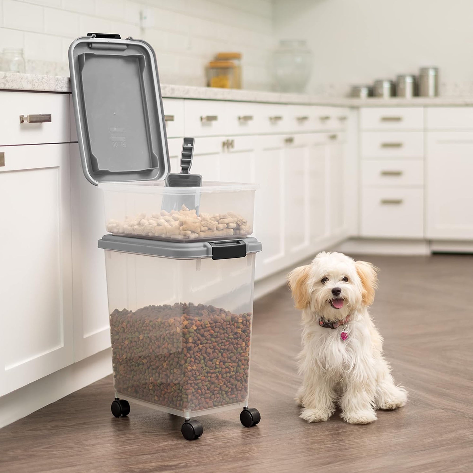 IRIS USA Pet Food Stackable Storage Container, 30 lbs & 11 lbs Combo (Open Box) - VMInnovations